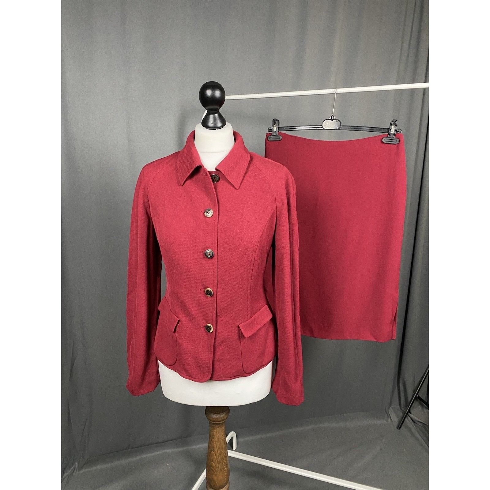 Salvatore Ferragamo Salvatore Ferragamo Women's Pink Red 2 Piece Wool Skirt Suit Size XL / US 12-14 / IT 48-50 - 1 Thumbnail
