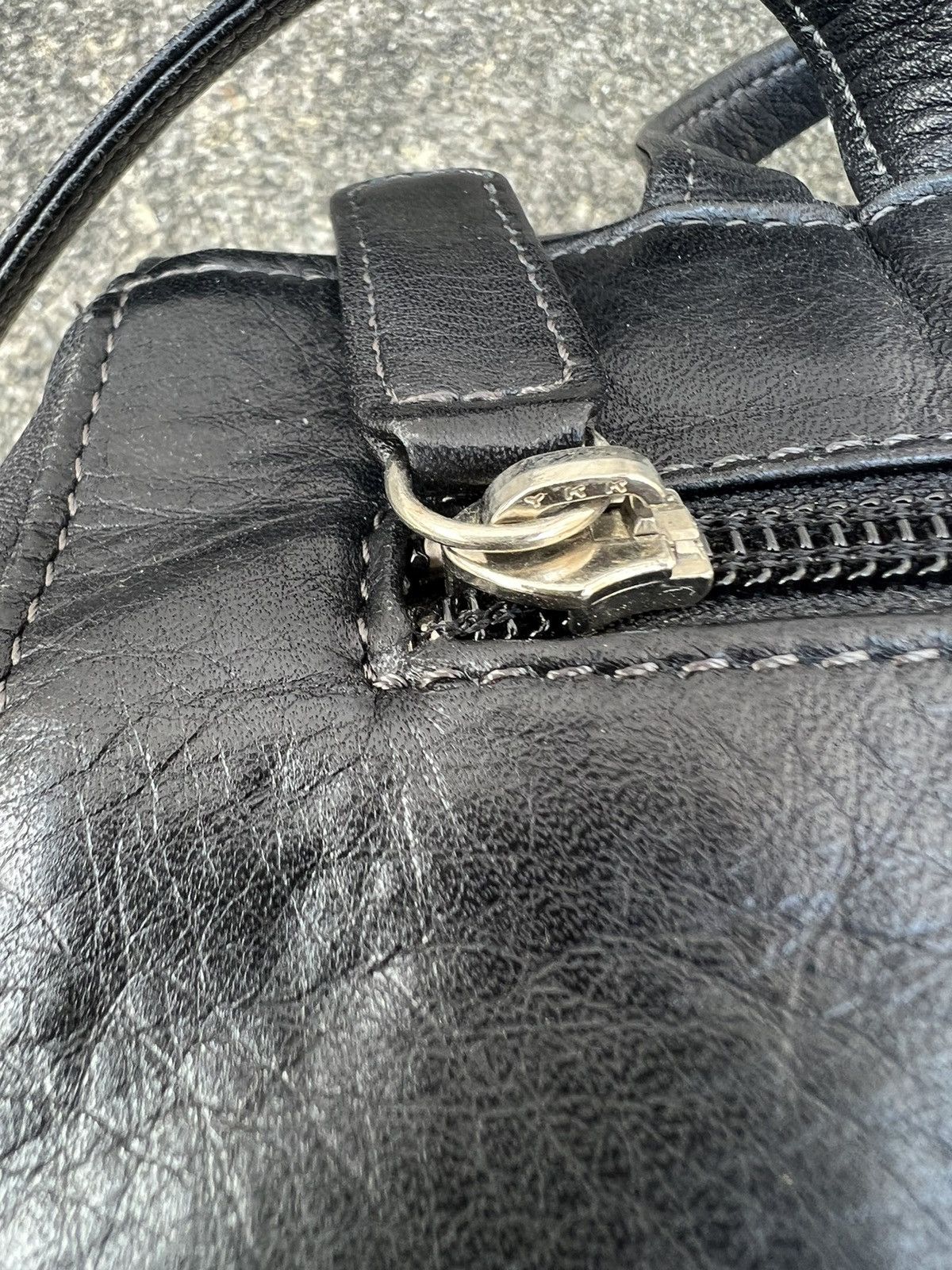 Leather Vintage 80s 90s Norma Kamali Patina Black Leather Backpack Size ONE SIZE - 16 Thumbnail