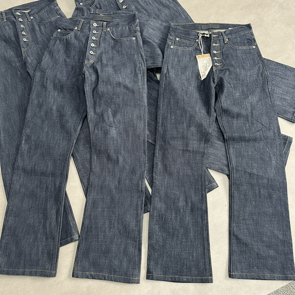 Japanese Brand Indigo Blue Wide Straight Leg Selvedge Raw Denim Jeans Size US 30 / EU 46 - 7 Thumbnail
