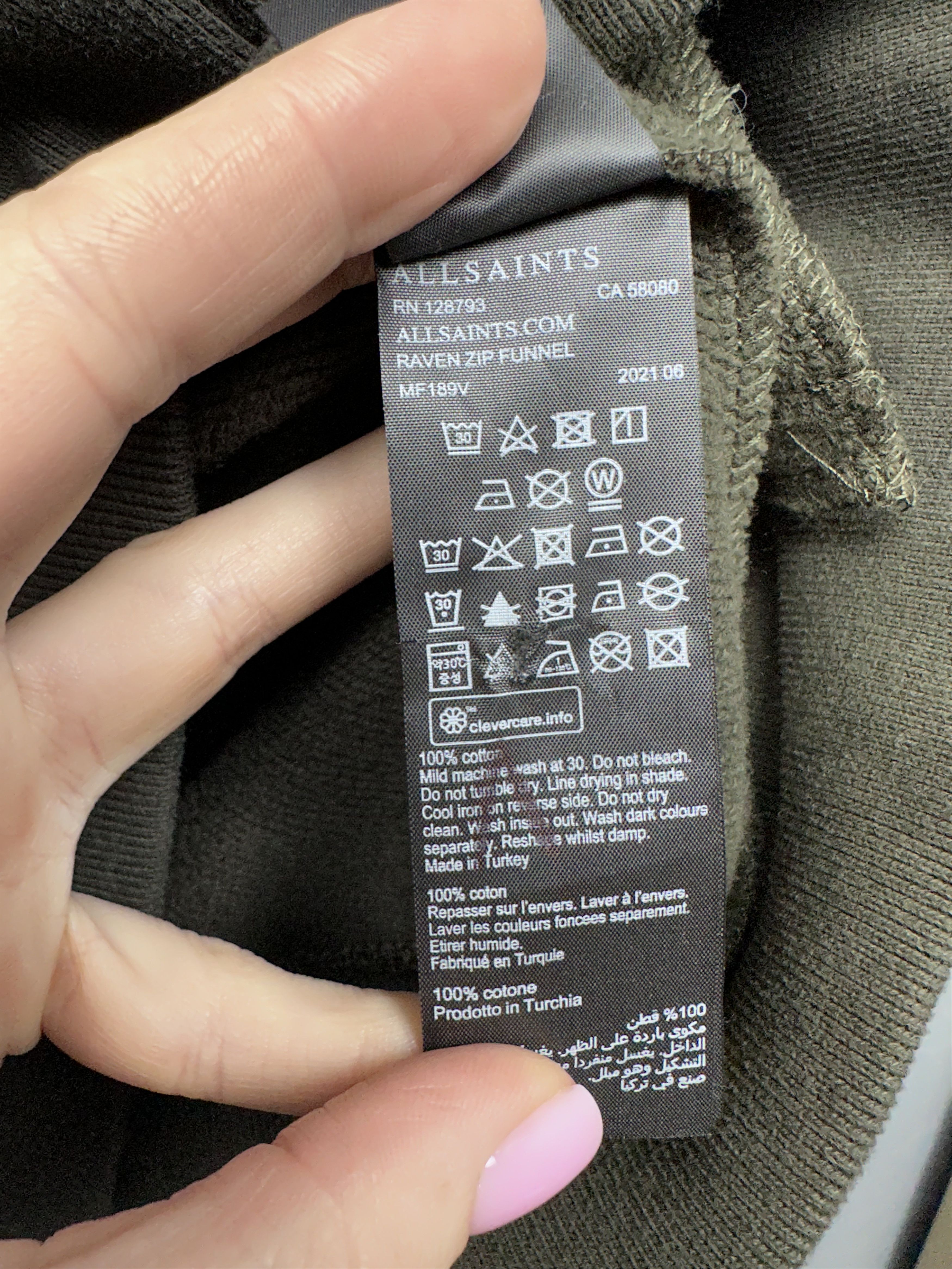 Allsaints Allsaints Mens Raven Funnel Zip Sweatshirt Size US S / EU 44-46 / 1 - 5 Thumbnail