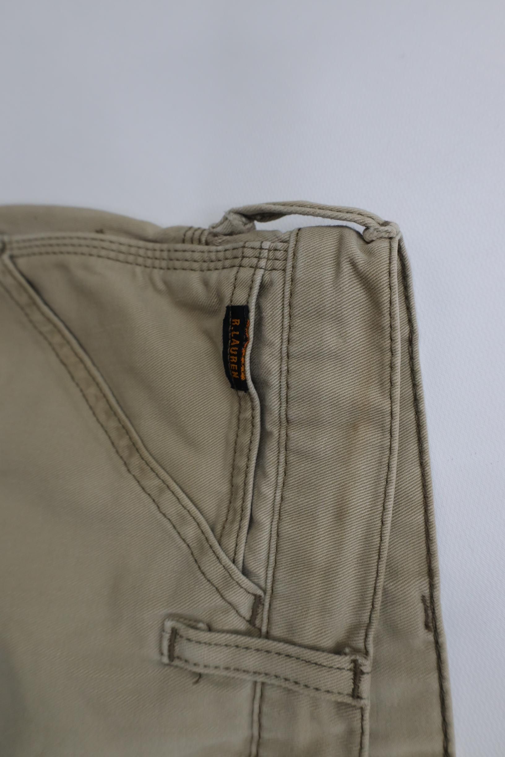 Polo Ralph Lauren Vintage 90s Ralph Lauren Baggy Carpenter Shorts Beige Cotton Size US 34 / EU 50 - 7 Thumbnail