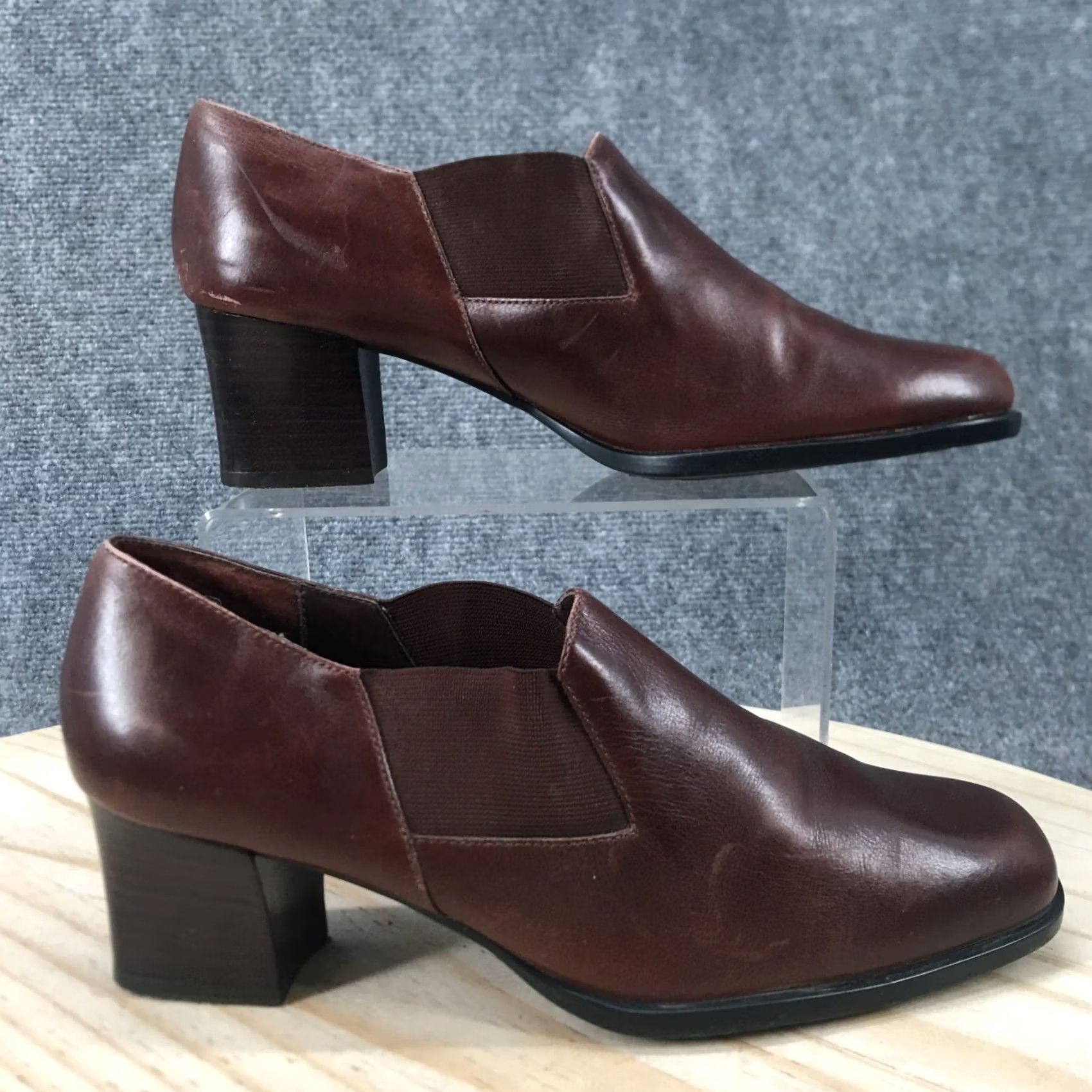 Vintage Aerosoles Boots Womens 8 B Heel An Copter Ankle Booties Brown Leather Block HEEL Casual Shoes Women Size US 8 / IT 38 - 2 Thumbnail