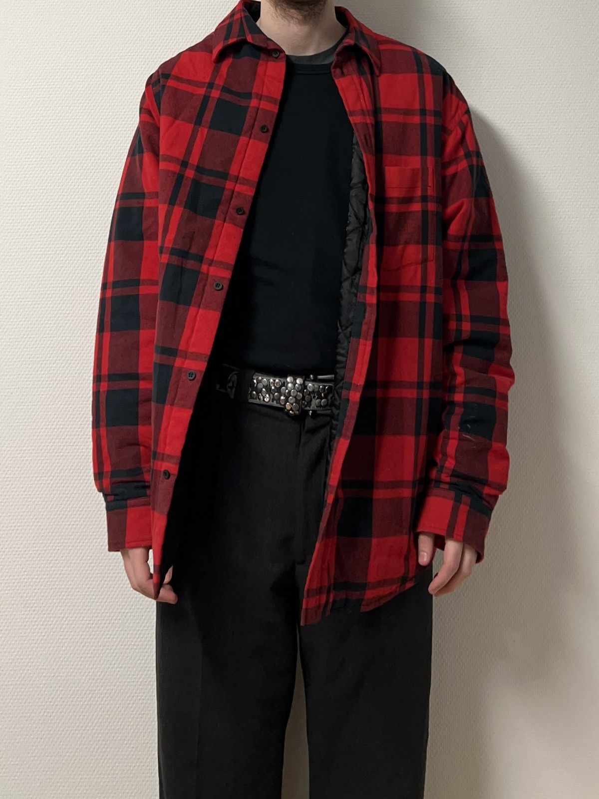 Balenciaga 2021 quilted padded flannel plaid red Size US S / EU 44-46 / 1 - 9 Thumbnail