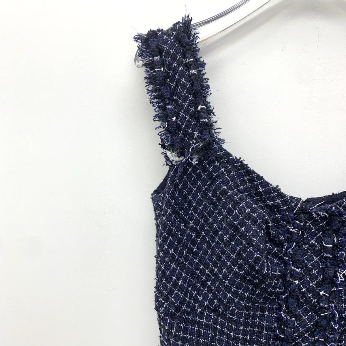 Chanel Chanel Dark Blue Cotton Tweed Woven Cami Dress K26WX Size XXS / US 00 / IT 34 - 3 Thumbnail