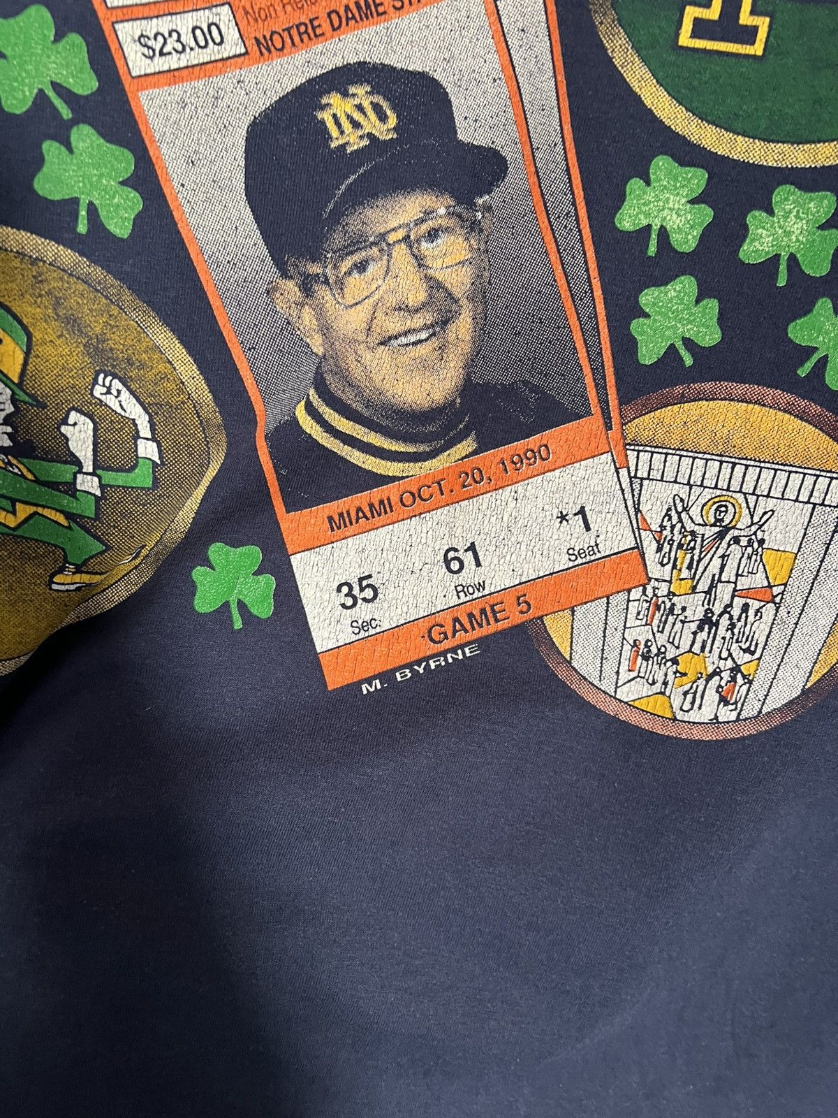 NFL 1990 NFL Notre Dame vs Miami Single Stitch Screen Stars Tee Size US XL / EU 56 / 4 - 5 Thumbnail
