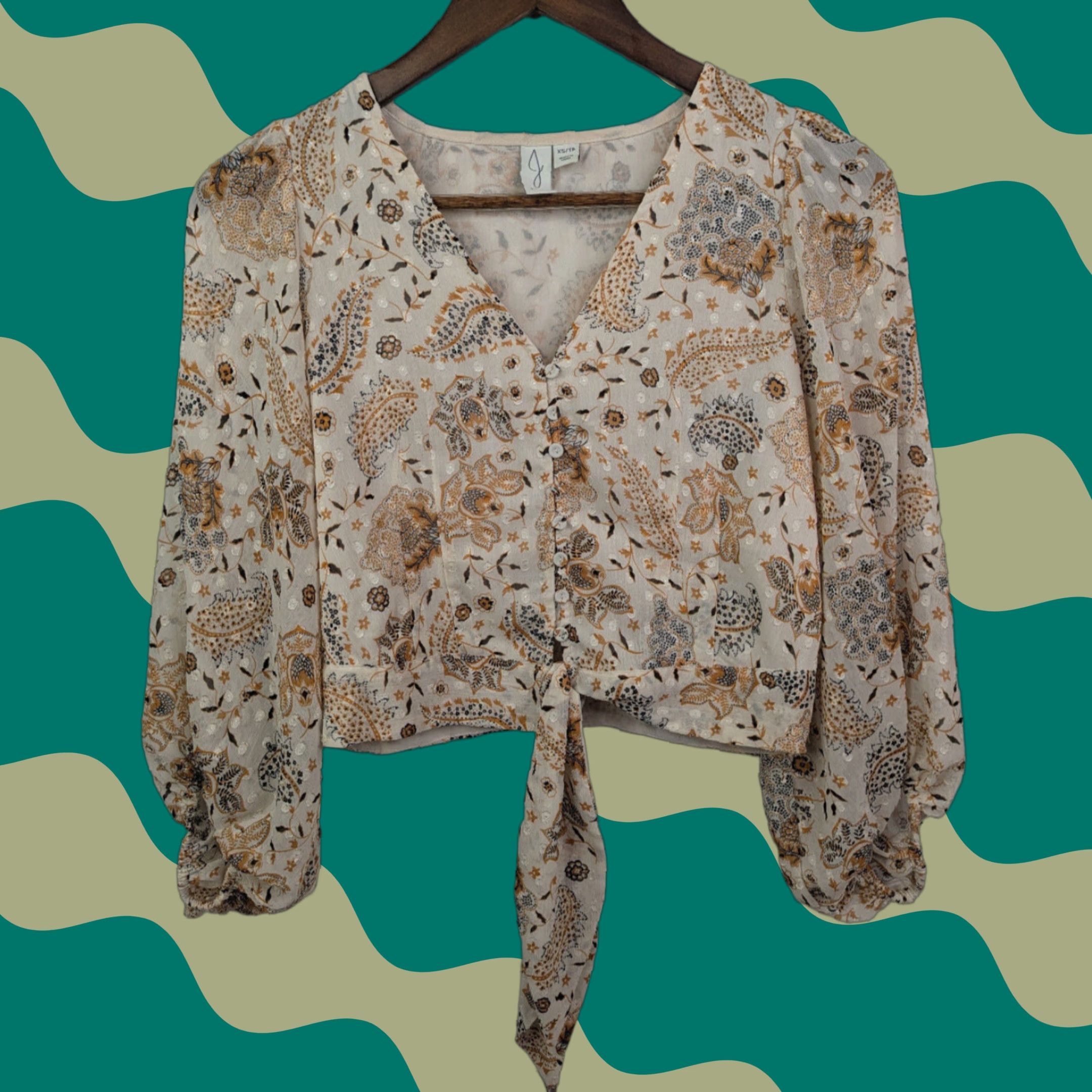 Joie **Joie Ivory Lined Long Sleeve Tie Front V-Neck Flared Blouse XS** User: **Joie Ivory Lined Long Sleeve Tie Front Flared Blouse XS** Size XS / US 0-2 / IT 36-38 - 1 Thumbnail