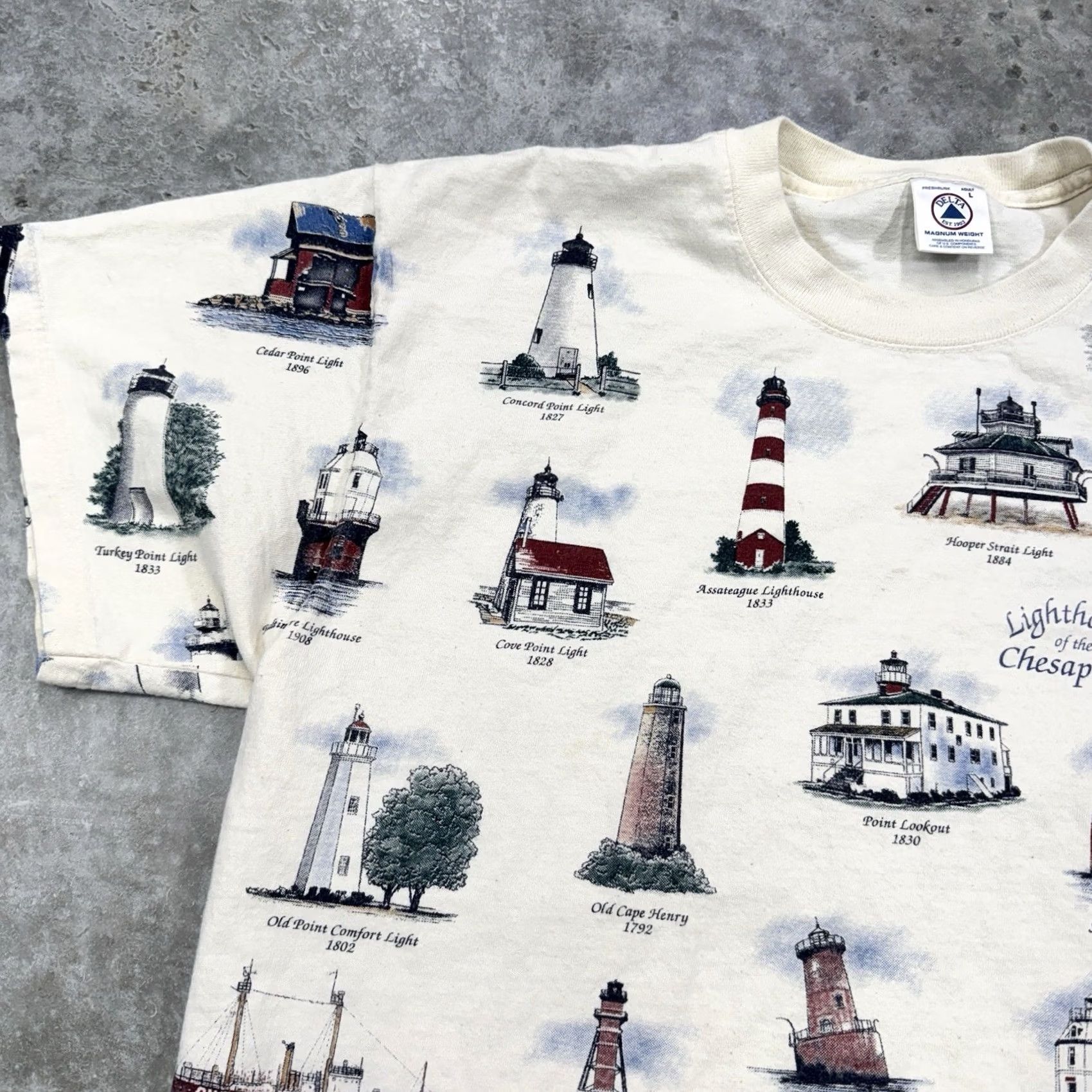 Vintage VINTAGE Art Unlimited Shirt Mens Lighthouses of Chesapeake all over print Size US L / EU 52-54 / 3 - 5 Thumbnail