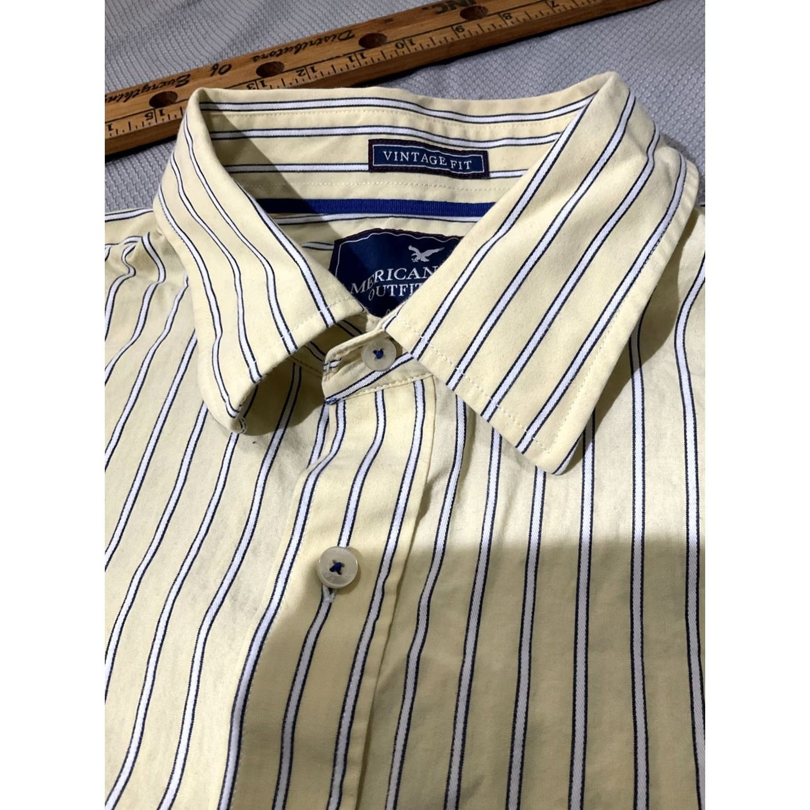 Vintage American Eagle Shirt Mens 2XL Yellow Workwear Button-Up Casual Preppy 90s USA Retro Grunge Hip Hop City Vintage-None Size US XXL / EU 58 / 5 - 7 Thumbnail
