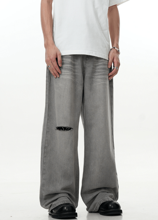 Japanese Brand × Jean American style washed grey men's loose ripped jeans Size US 32 / EU 48 - 3 Thumbnail
