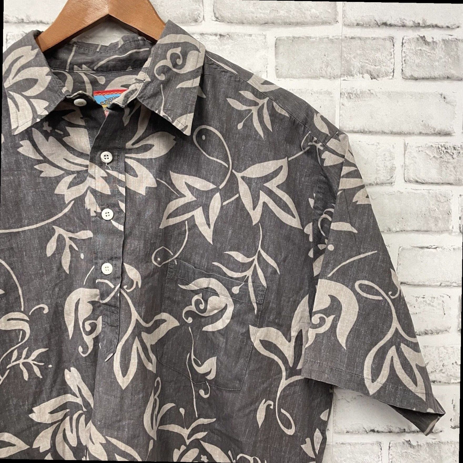 Vintage VINTAGE Joe Kealuhas Gray Floral Print Short Sleeve Hawaiian Button Down Shirt Mens XL USA Size US XL / EU 56 / 4 - 2 Thumbnail
