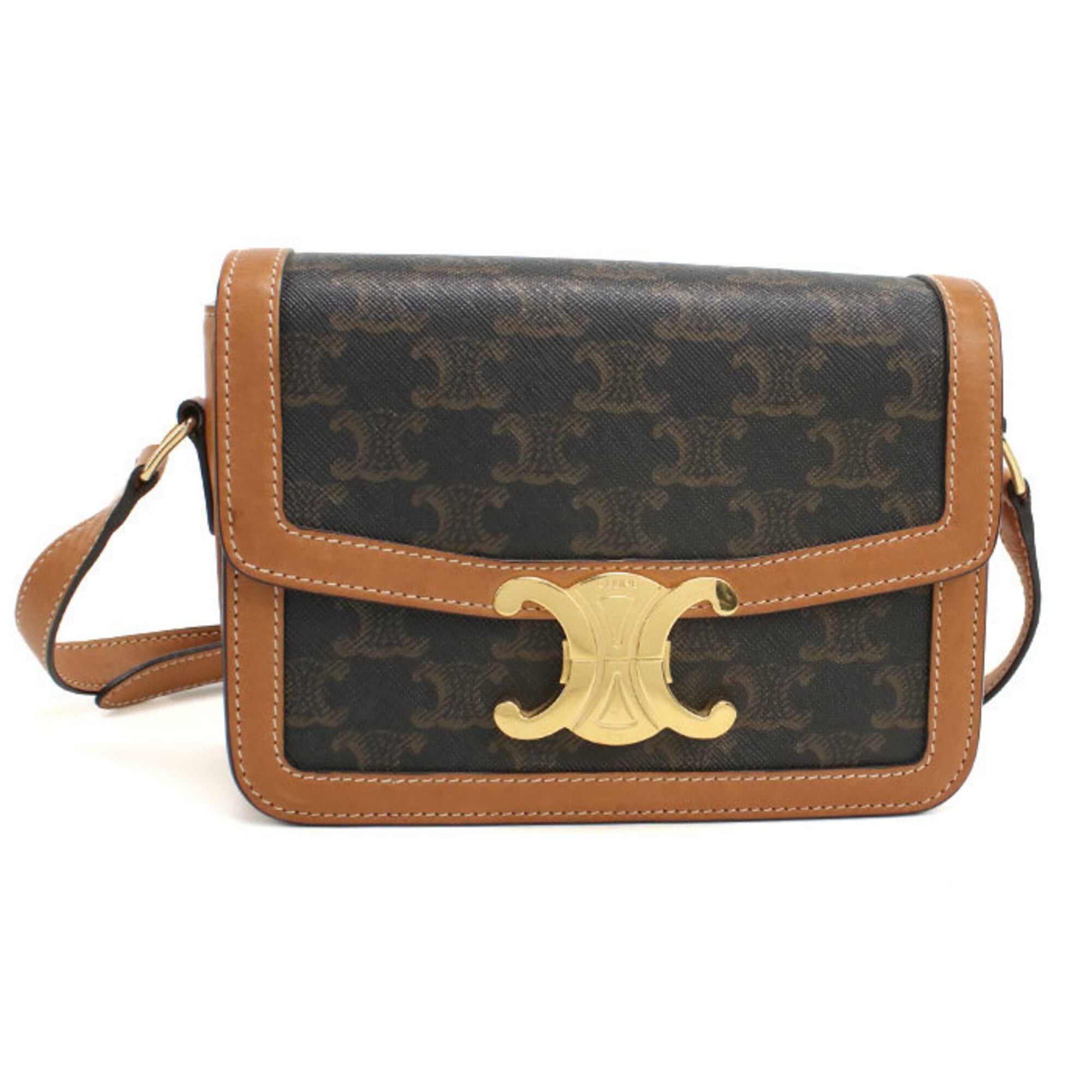 Celine Celine Crossbody Shoulder Bag 188882BZ4.04LU Triomphe Canvas Women's Brown Size ONE SIZE - 1 Thumbnail