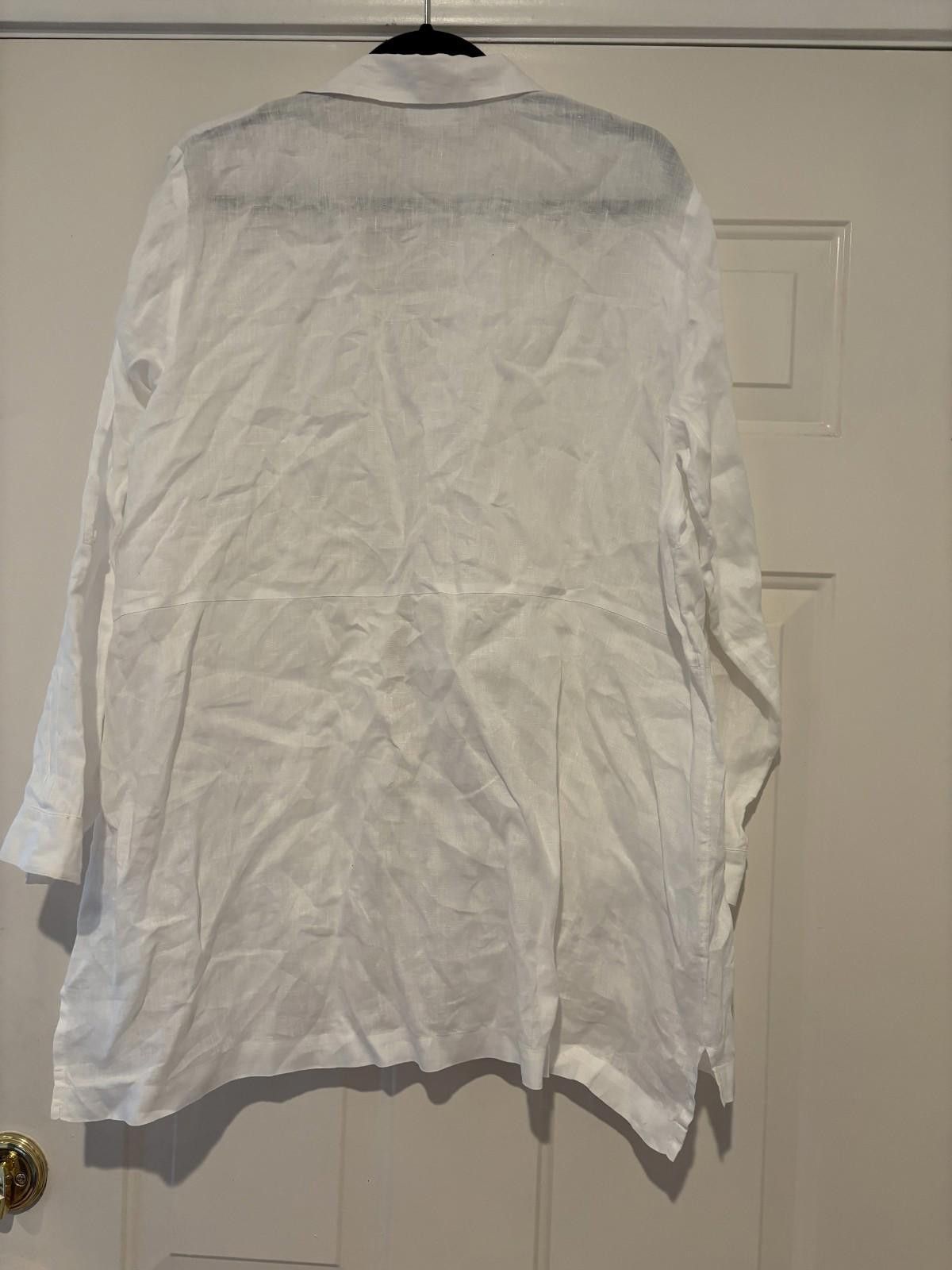 Designer Women's sz 1X J Jill linen white button down blouse #639 Size XL / US 12-14 / IT 48-50 - 2 Thumbnail