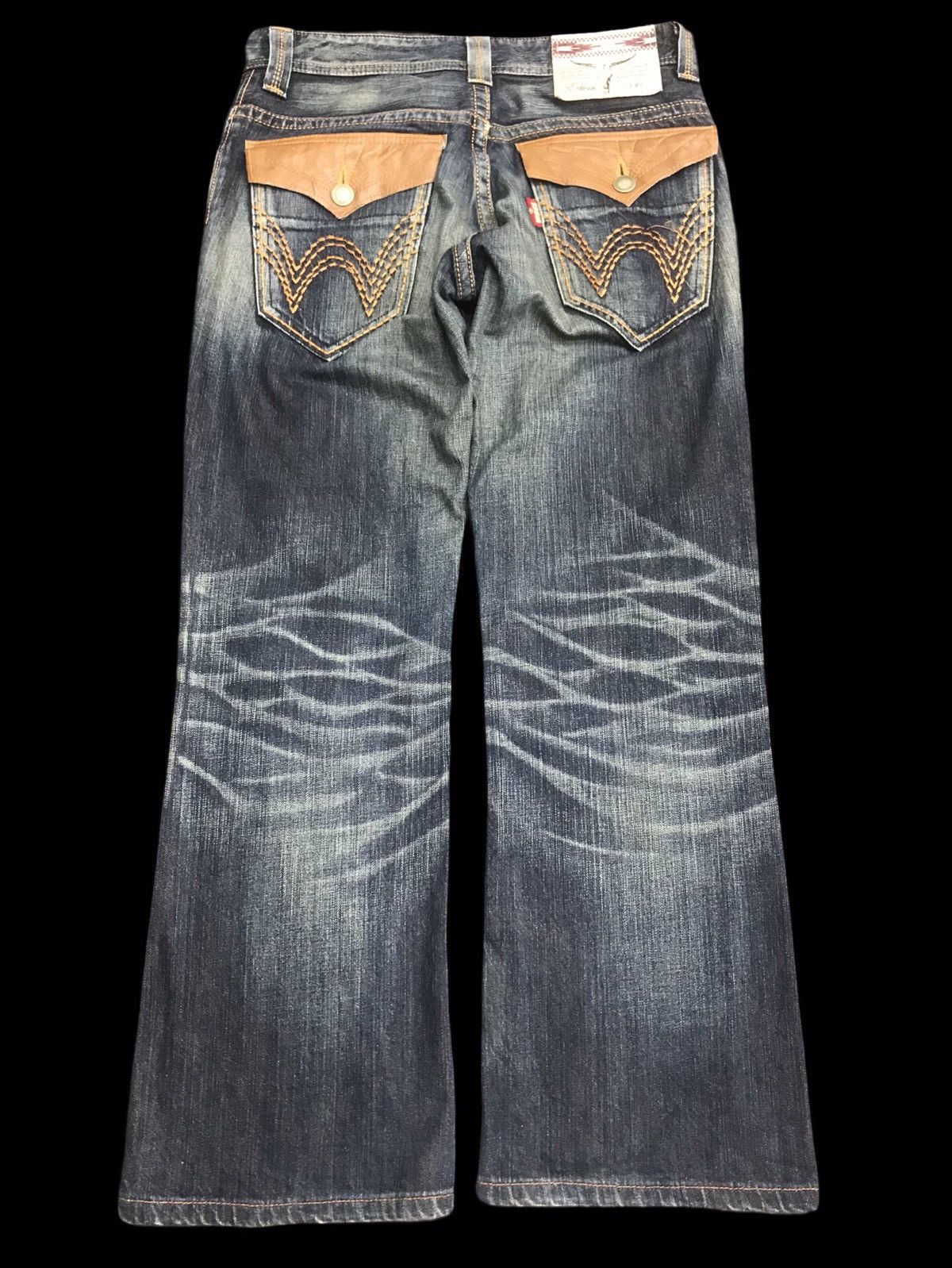 Edwin 💥FLARE💥SICK BUFFALO HEAD EDWIN FLARE DISTRESSED DENIM F203 Size US 33 - 2 Thumbnail