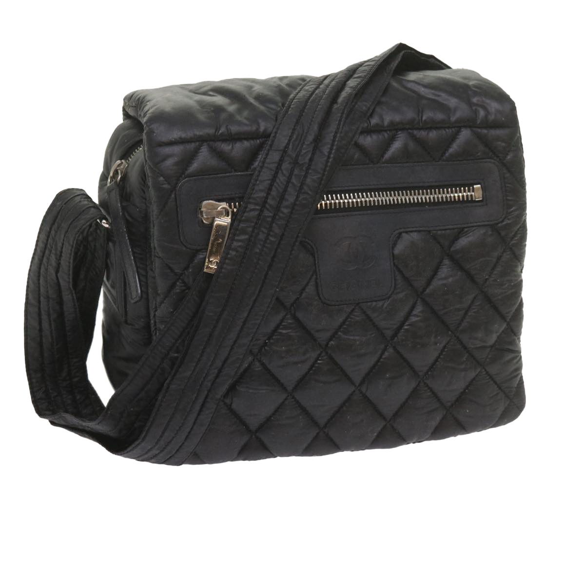 image of Chanel Cococoon Shoulder Bag Nylon Black Cc Auth Bs10518, Women's