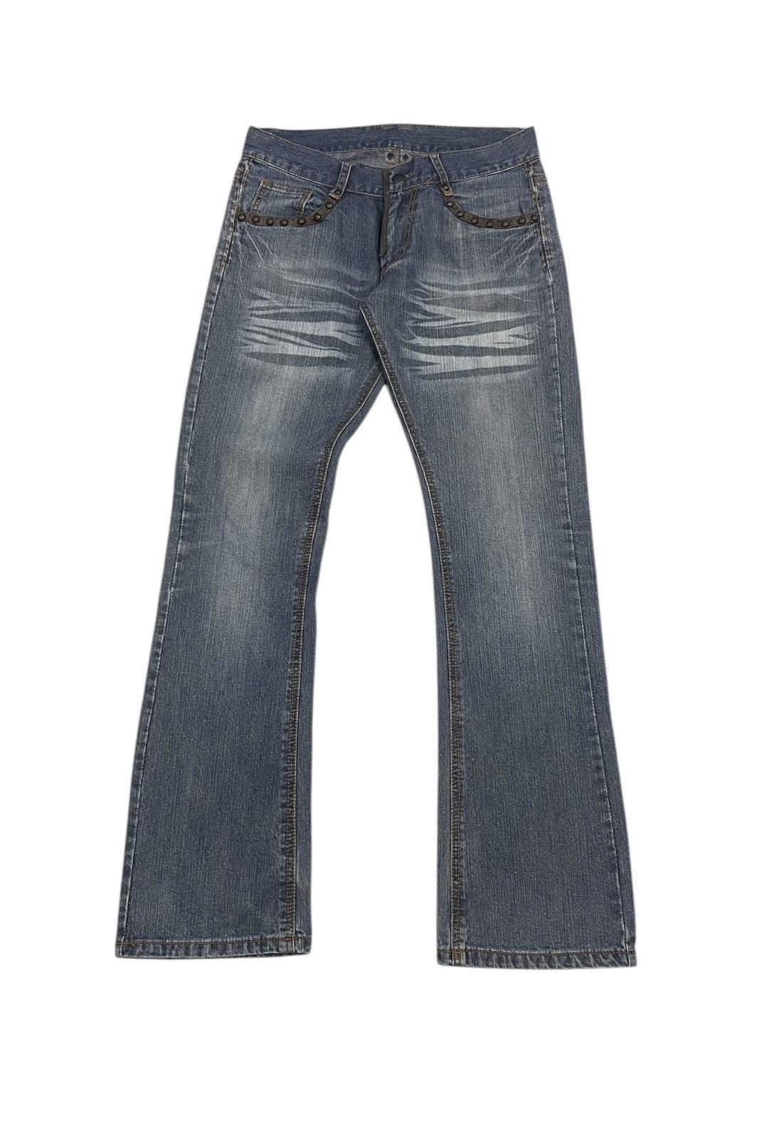 5351 POUR LES HOMMES 291295=Homme Studded Leather Pocket Jeans Size US 31 - 3 Thumbnail