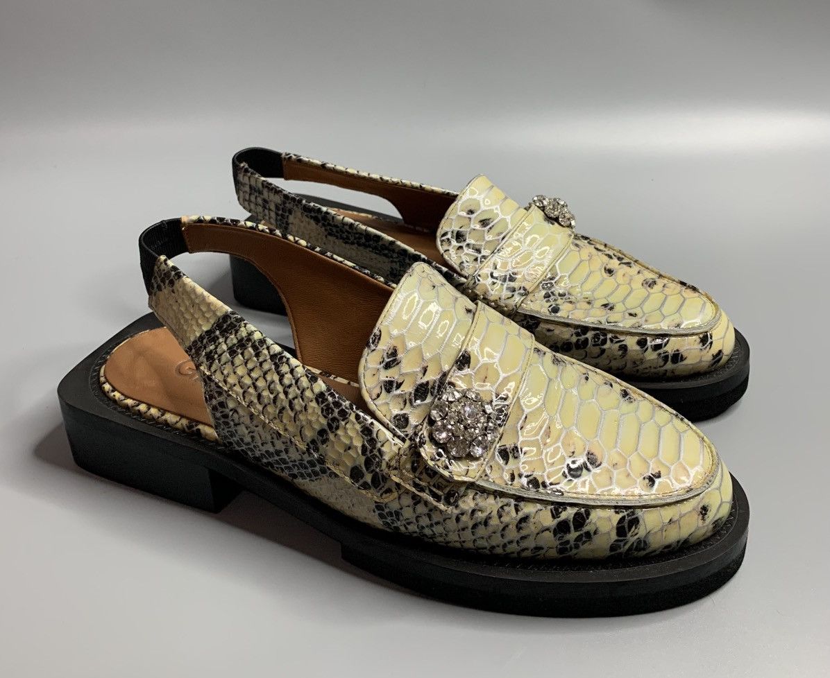Ganni Ganni Snake-Embossed Leather Sling Back Loafer Size US 8 / IT 38 - 1 Thumbnail