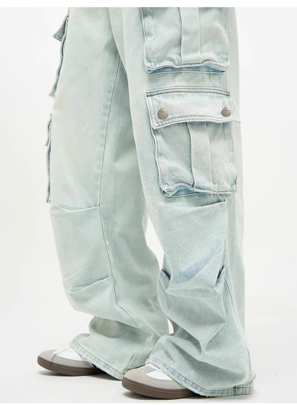 Japanese Brand Retro Blue Wide Leg Multi Pocket Jeans Size US 32 / EU 48 - 5 Thumbnail