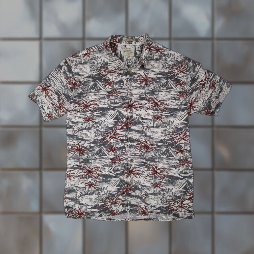 Quiksilver Quiksilver Waterman Shirt Mens L Gray Button Up Hawaiian Surfing Sumo Tiki Geometric Size US L / EU 52-54 / 3 - 1 Thumbnail