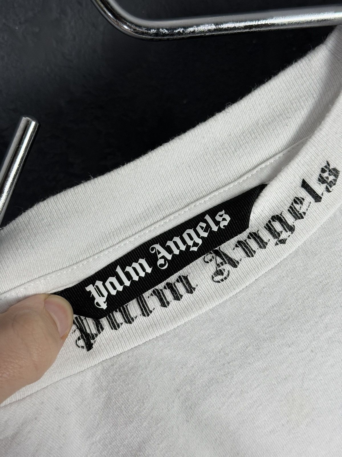 Palm Angels Palm Angels Doubled Logo Oversized Long Sleeve Shirt Size US XL / EU 56 / 4 - 10 Thumbnail