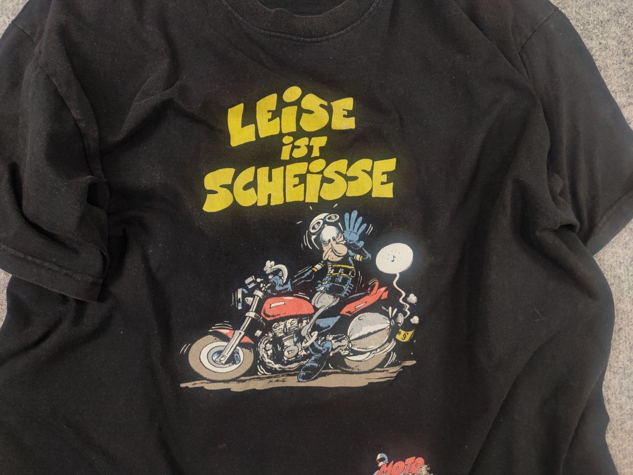 Vintage Vintage 90's Moto Mania Leise ist scheisse Graphic T Shirt Size US L / EU 52-54 / 3 - 5 Thumbnail