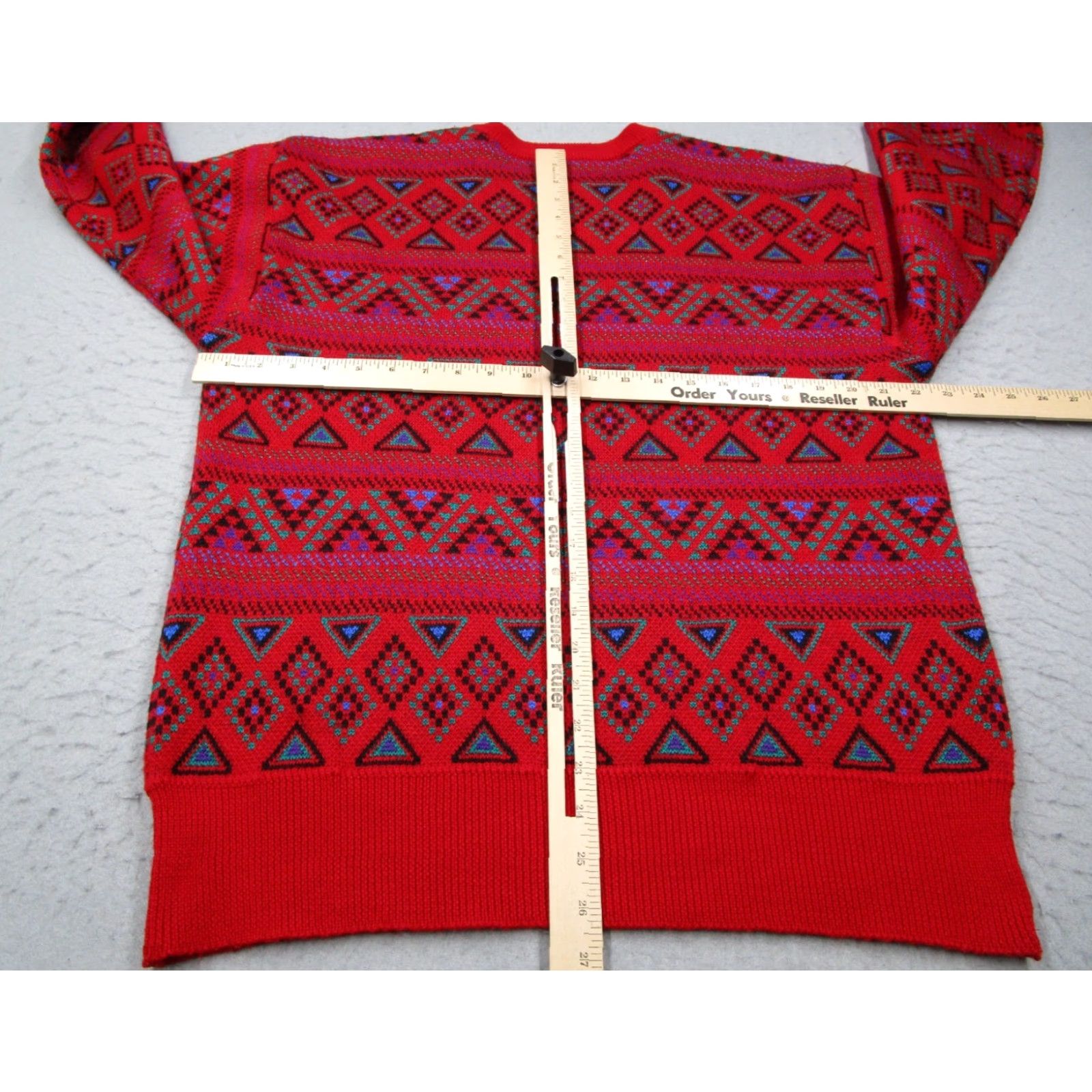 Vintage VINTAGE Meister Sweater Men Large Pullover Wool Blend Abstract Fair Isle Retro Ski 80s Winter Size US L / EU 52-54 / 3 - 3 Thumbnail