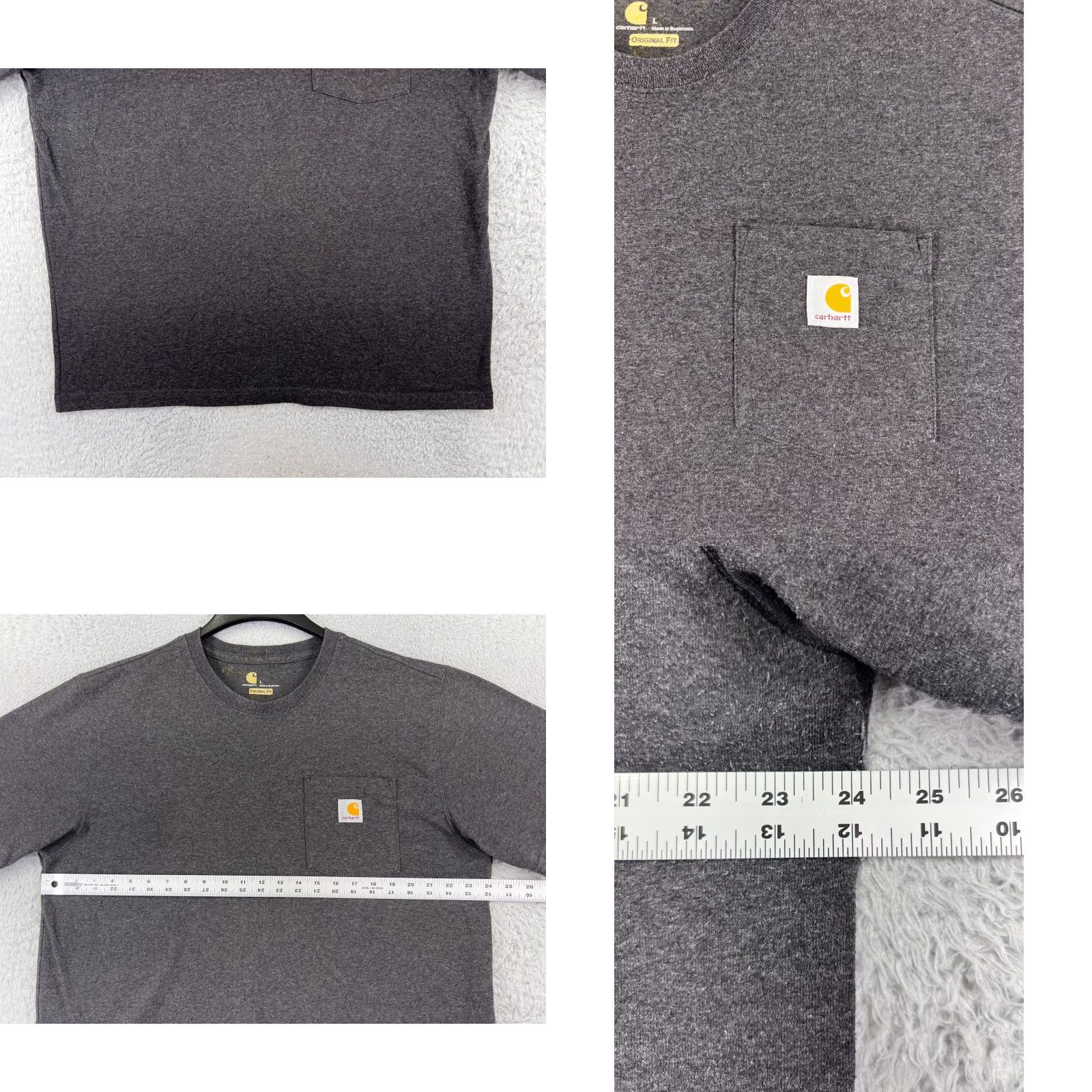 Carhartt Carhartt Shirt Mens Large Gray Short Sleeve Crew Neck Cotton Blend Pocket Size US L / EU 52-54 / 3 - 8 Thumbnail