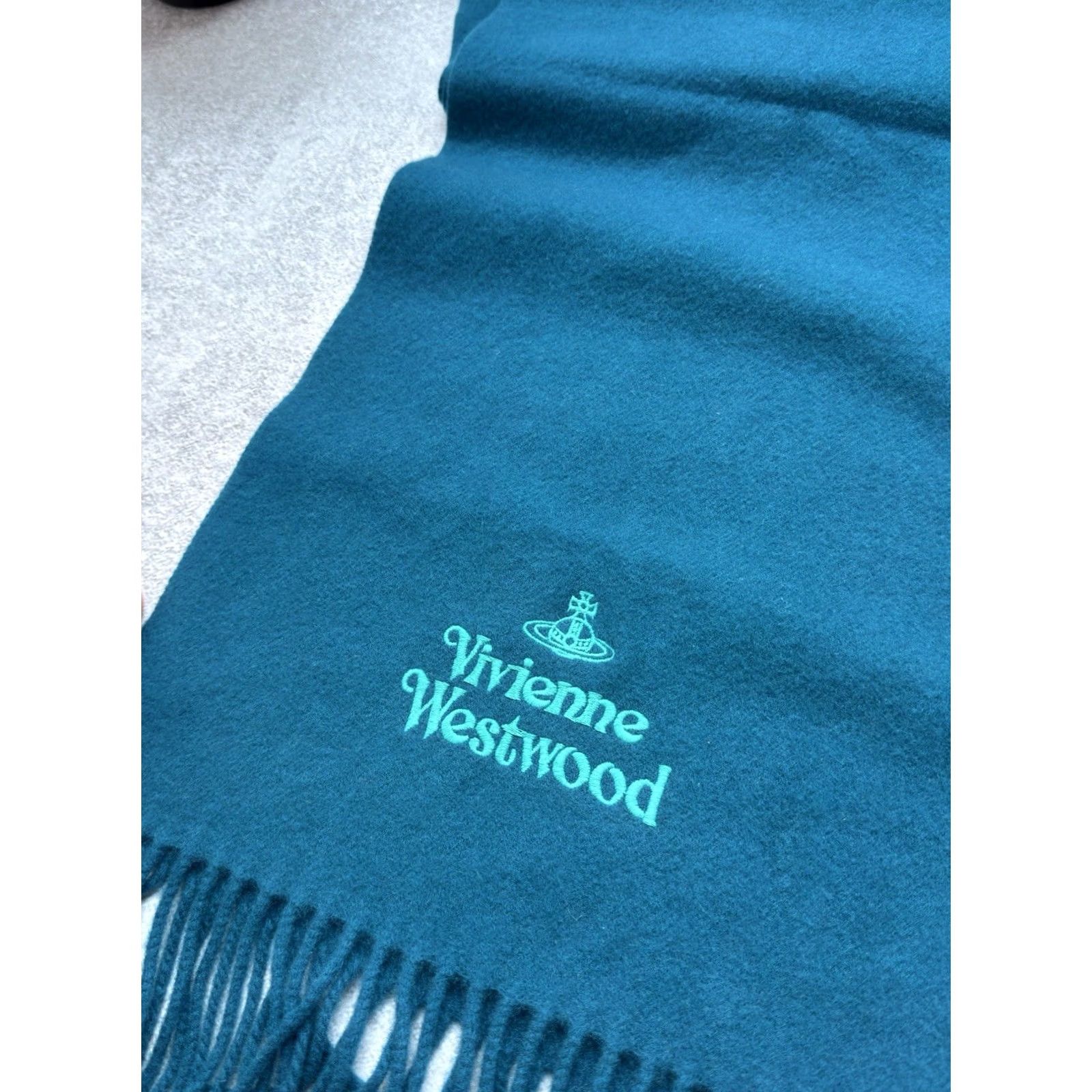 Vivienne Westwood VINTAGE Vivienne Westwood Scarf Wool Logo Blue 160/30 cm Womens Mens Boys Girls Size ONE SIZE - 4 Thumbnail