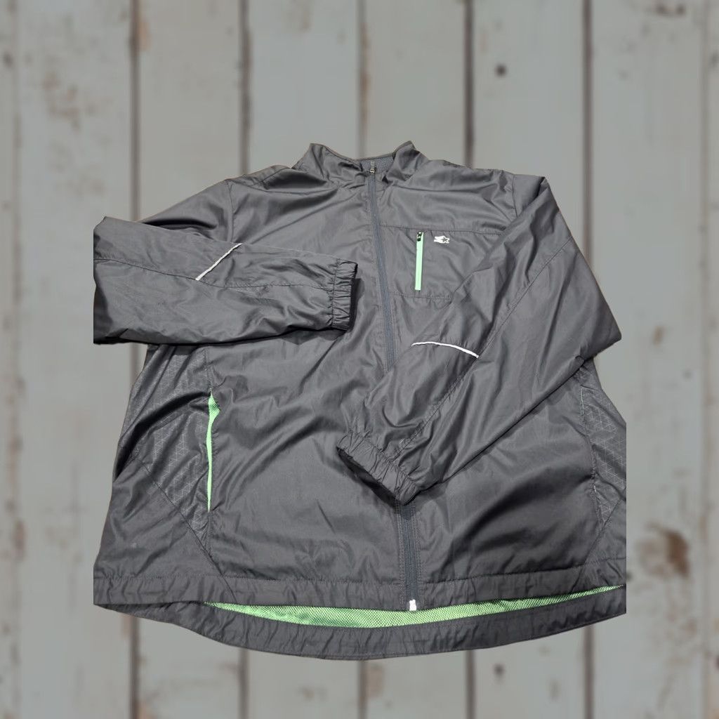 Starter VINTAGE Starter Windbreaker XL Jacket Men Full Zip Gray Green Navy 90s 80s JACKET Regular Men Size US XL / EU 56 / 4 - 1 Thumbnail