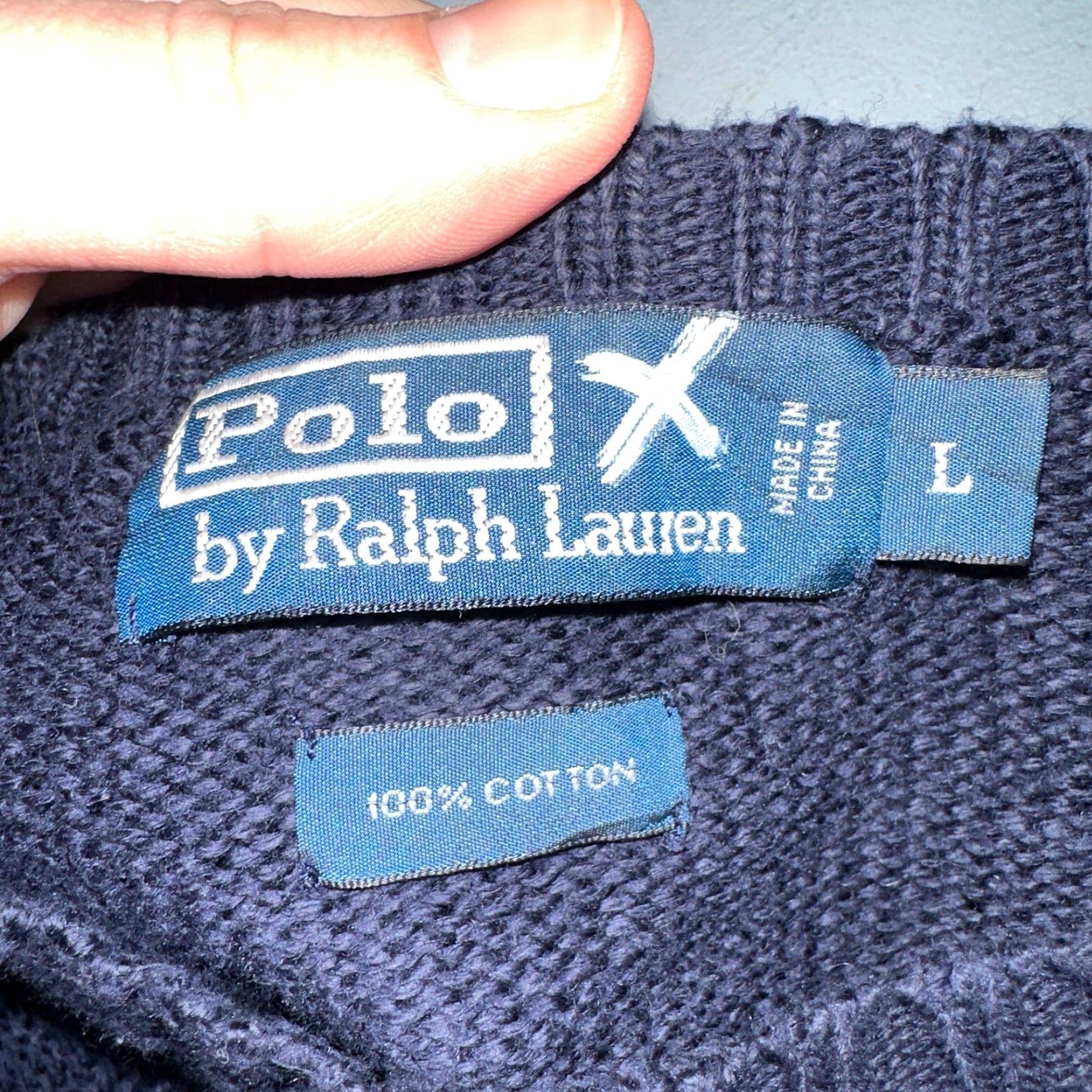 Polo Ralph Lauren VINTAGE Polo Ralph Lauren Knit Crew Neck Sweater Blue Long Sleeve Cotton Size L Mens VTG 90s Size US L / EU 52-54 / 3 - 6 Thumbnail
