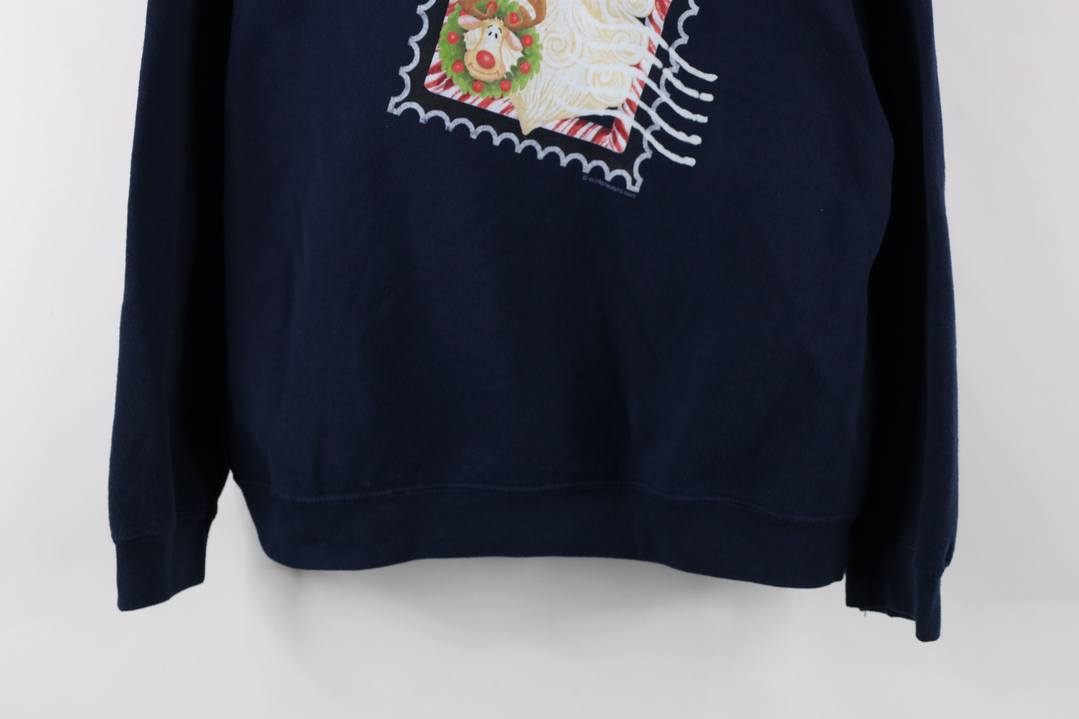 Vintage Vintage Christmas Santa Claus Postage Stamp Sweatshirt Blue Size L / US 10 / IT 46 - 3 Thumbnail