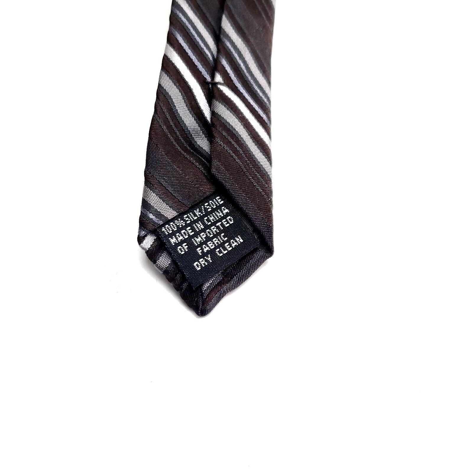 Calvin Klein Calvin Klein Silk Tie Woven Brown Striped Wide Size ONE SIZE - 4 Thumbnail