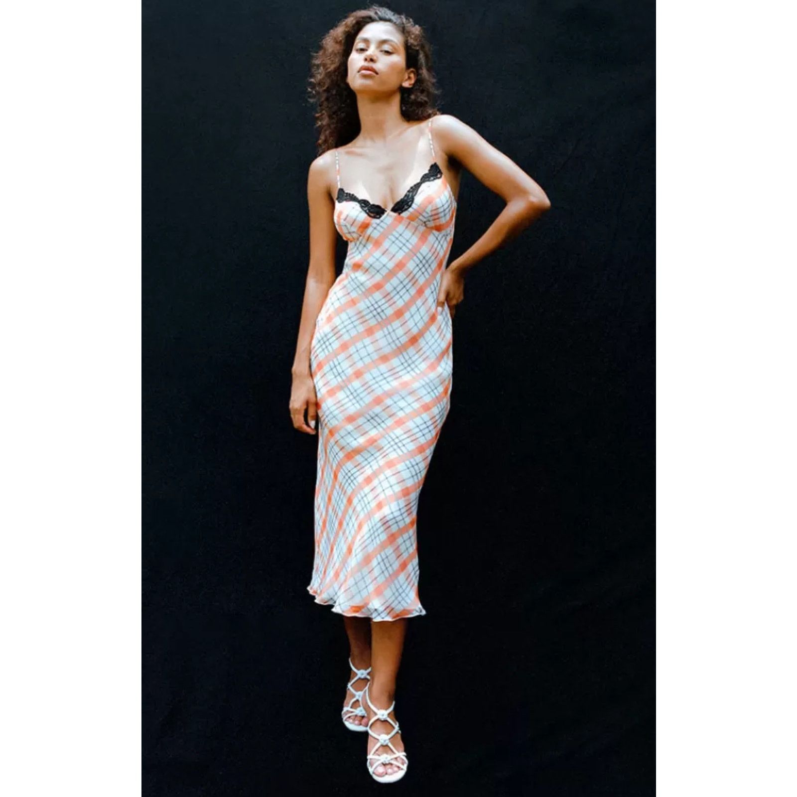 NWT REALISATION PAR Karlie Summer Check Slip Dress Midi XL