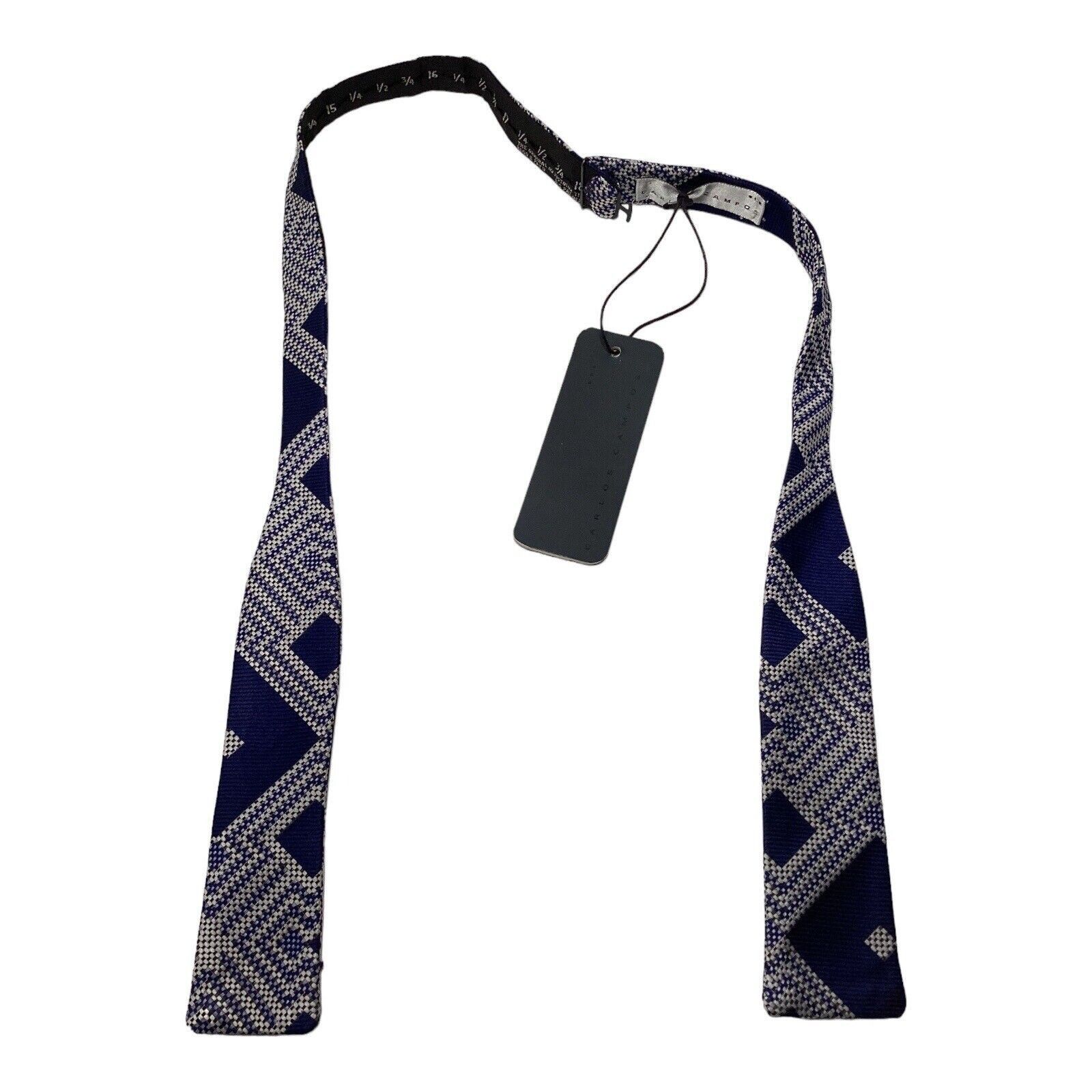 Carlos Campos CARLOS CAMPOS Blue Geometric Adjustable Self Bow Tie Silk W: Size ONE SIZE - 2 Thumbnail