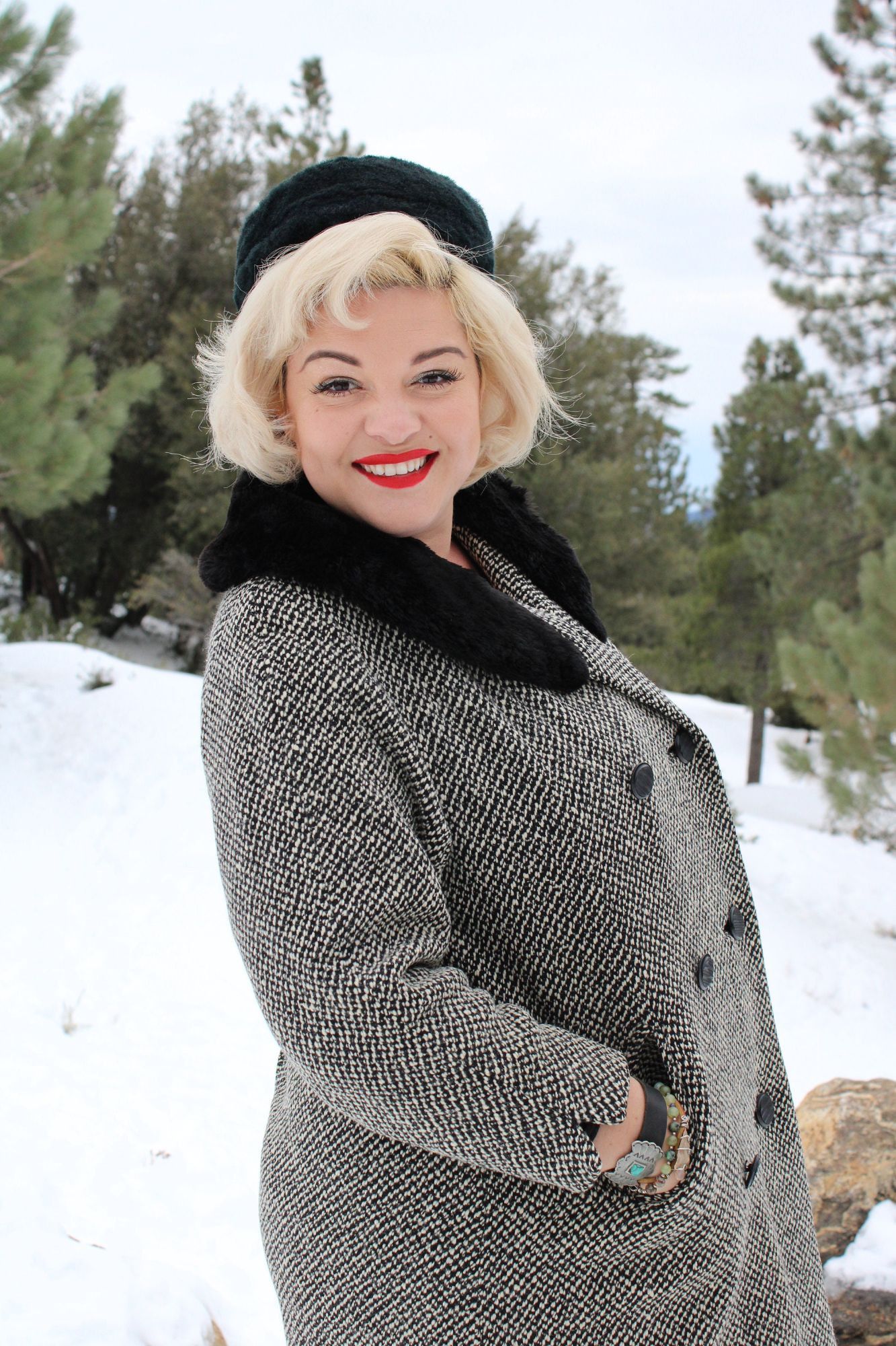 Bergdorf Goodman Vintage 1950s Coat, Bergdorf Goodman Black and White Tweed W Size L / US 10 / IT 46 - 6 Thumbnail