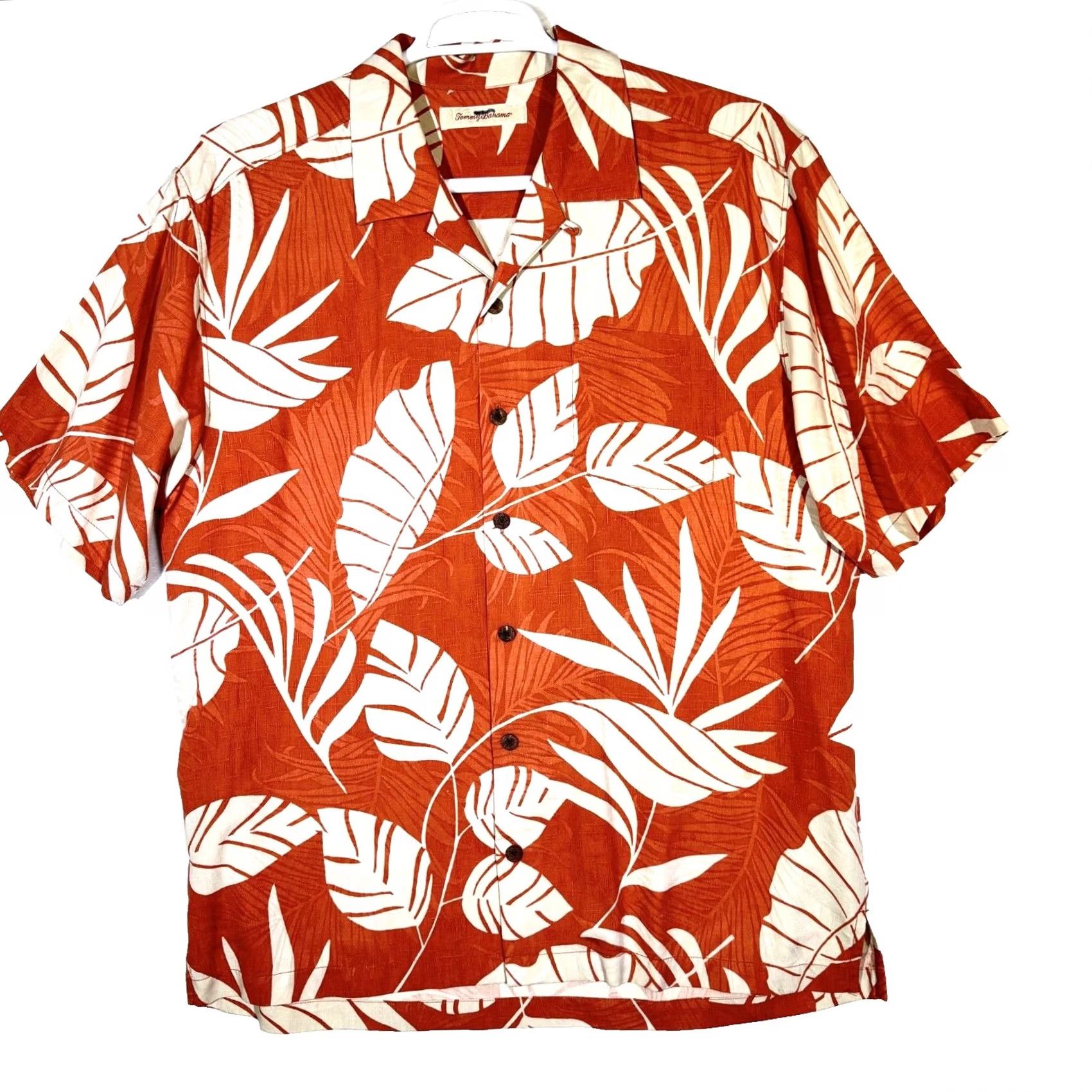 Tommy Bahama Tommy Bahama Shirt Men’s Large Orange Silk Tropical Floral Print Short Sleeve Size US L / EU 52-54 / 3 - 2 Thumbnail