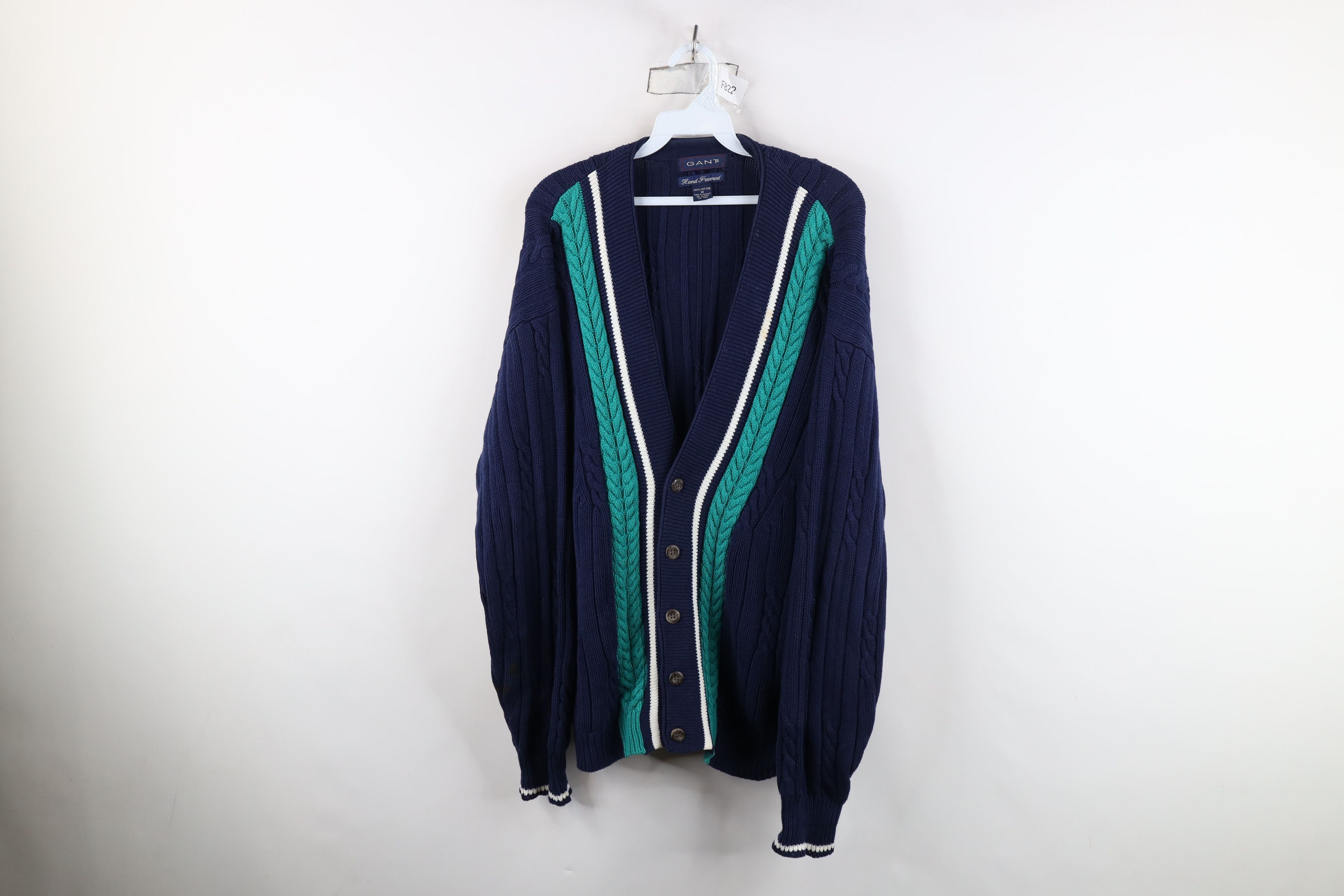 Vintage Vintage 90s Dapper Chunky Cable Knit Cardigan Sweater Size US M / EU 48-50 / 2 - 1 Thumbnail