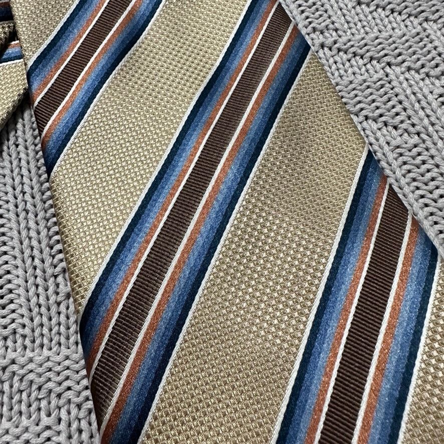 Vintage Henry Jacobson gold and brown striped silk tie Size ONE SIZE - 2 Thumbnail