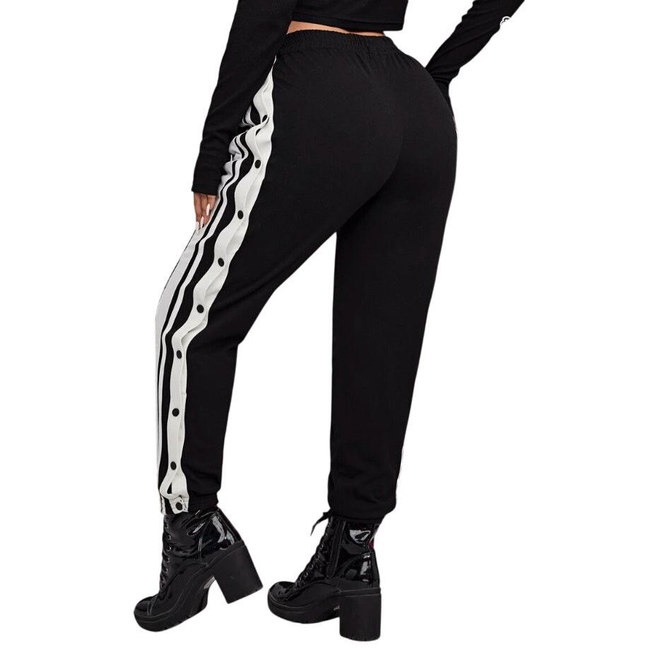 Shein Vertical Striped Button Side Pants in Black, Size 1XL Size 38" / US 16 / IT 52 - 3 Thumbnail
