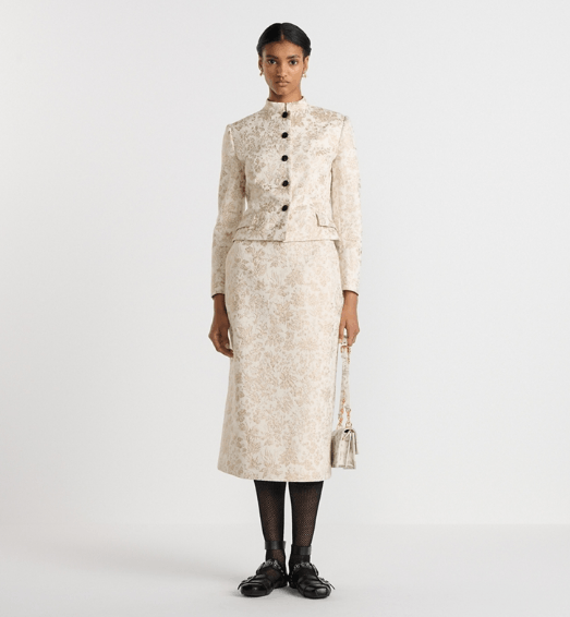 Dior o1w1db10326 511J49 Mid-Length Skirt in White/Gold Size 27" / US 4 / IT 40 - 4 Thumbnail