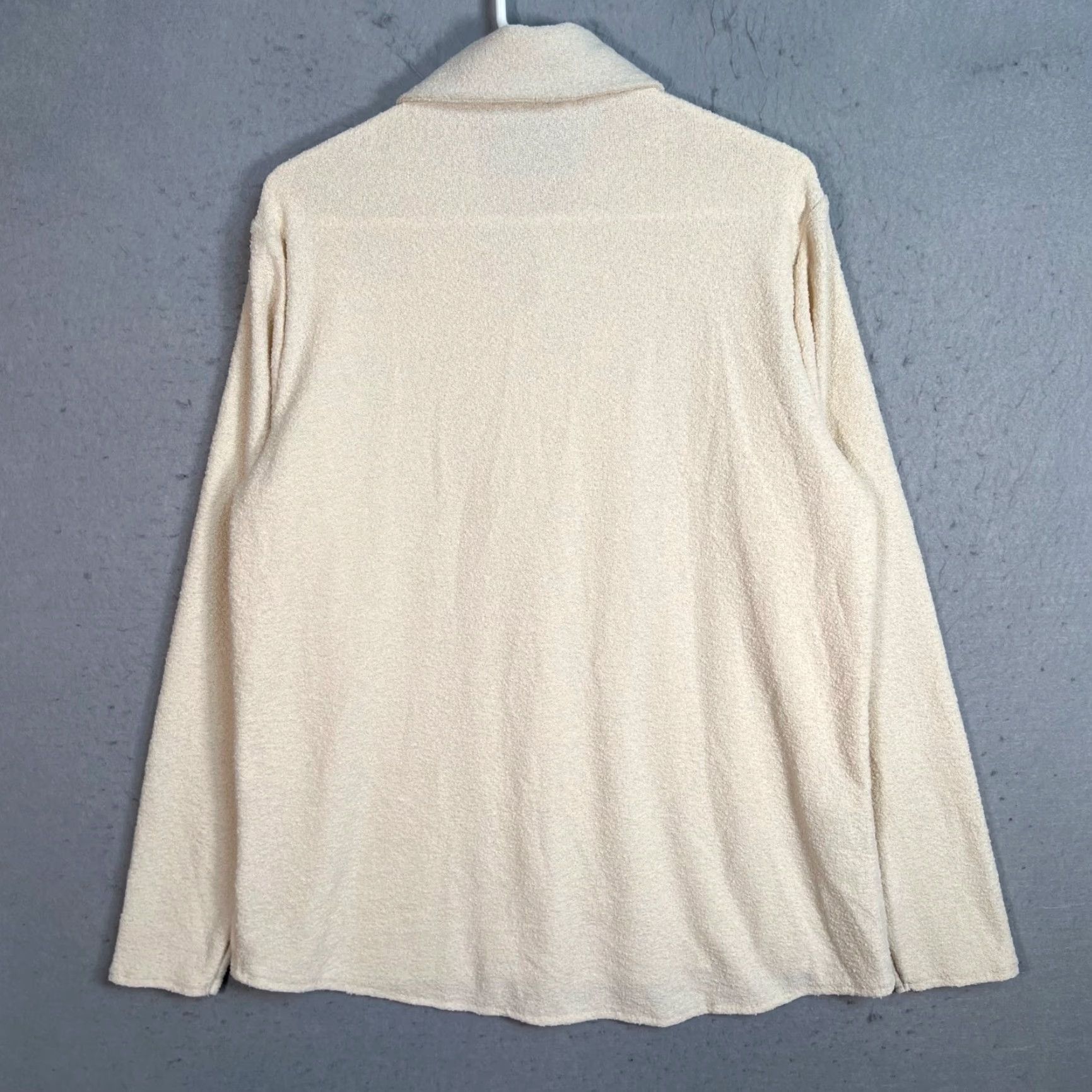 Mango Mango Button-Up Shirt Womens XL Beige Long Sleeve Textured Shirt Top Size XL / US 12-14 / IT 48-50 - 2 Thumbnail