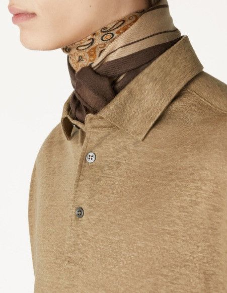 Loro Piana o1w1db10725 FAI1314 Linen Polo Shirt in Brown Size US XL / EU 56 / 4 - 5 Thumbnail