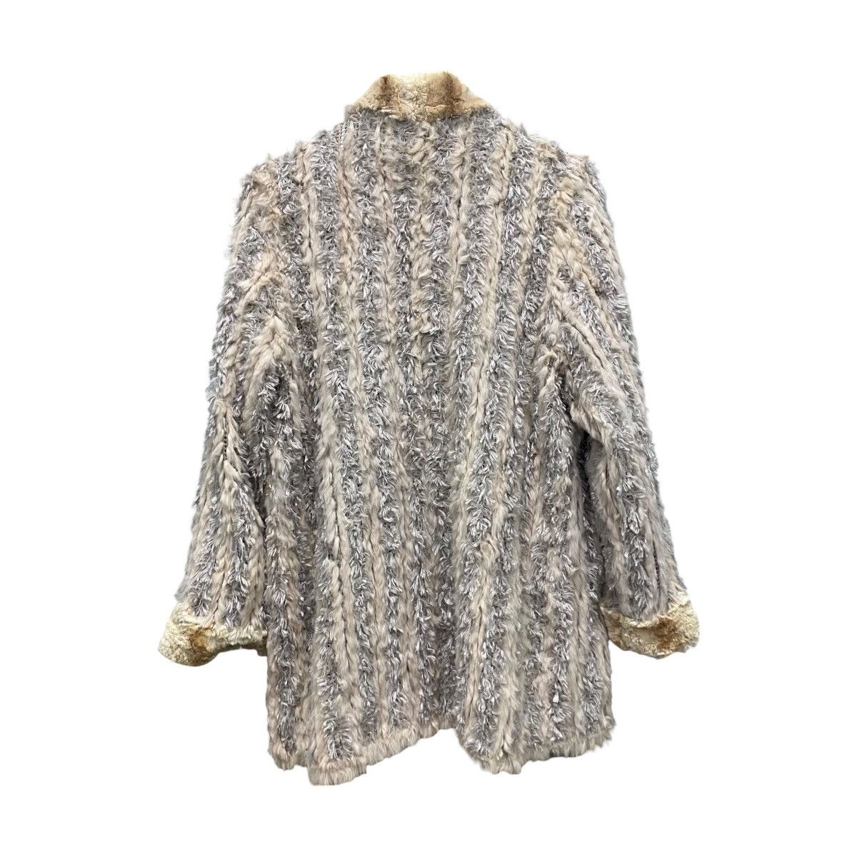 Balmain VINTAGE BALMAIN 1990s Reversible Striped Rabbit Fur Coat L Size L / US 10 / IT 46 - 2 Thumbnail