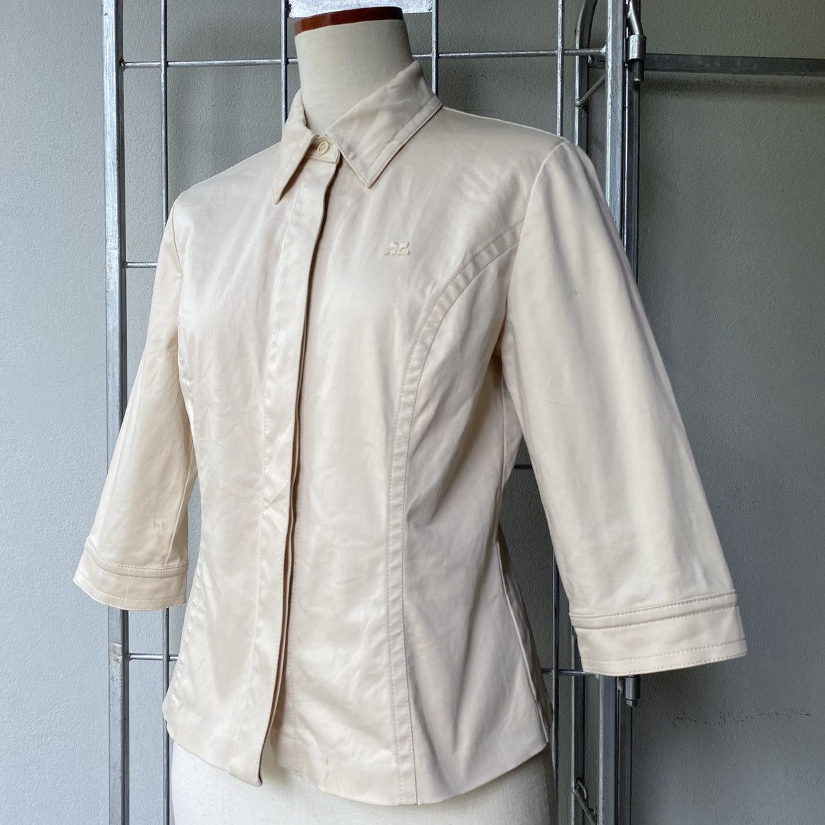 Courreges Courreges Gold Collared Fitted Shirt Size L / US 10 / IT 46 - 2 Thumbnail