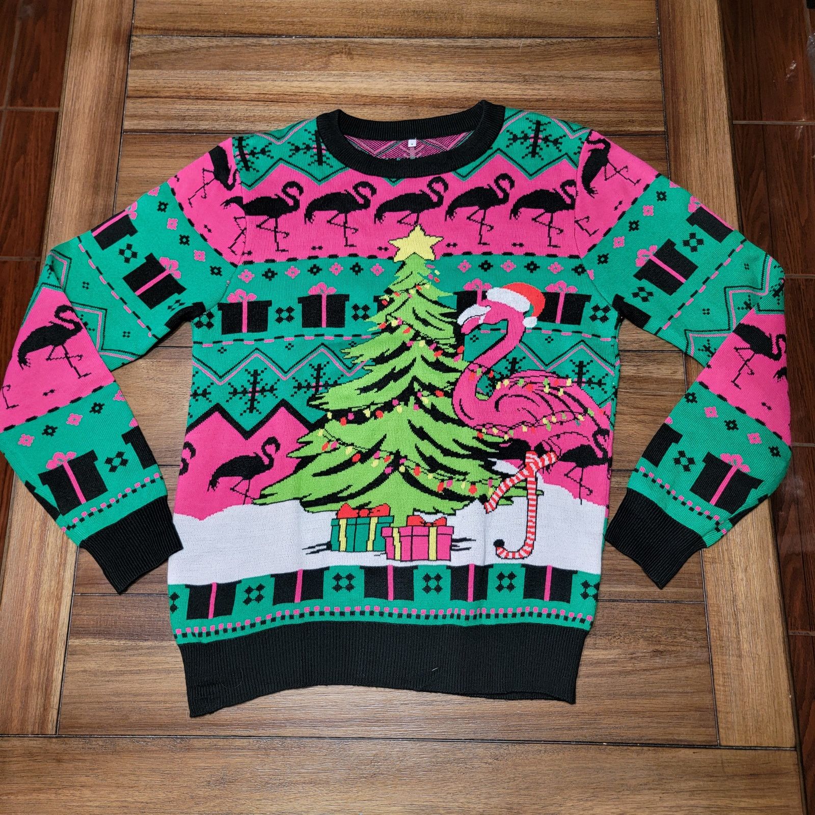 Other Christmas Knit LS Sweater Flamingo Christmas Tree - Small Size S / US 4 / IT 40 - 1 Thumbnail