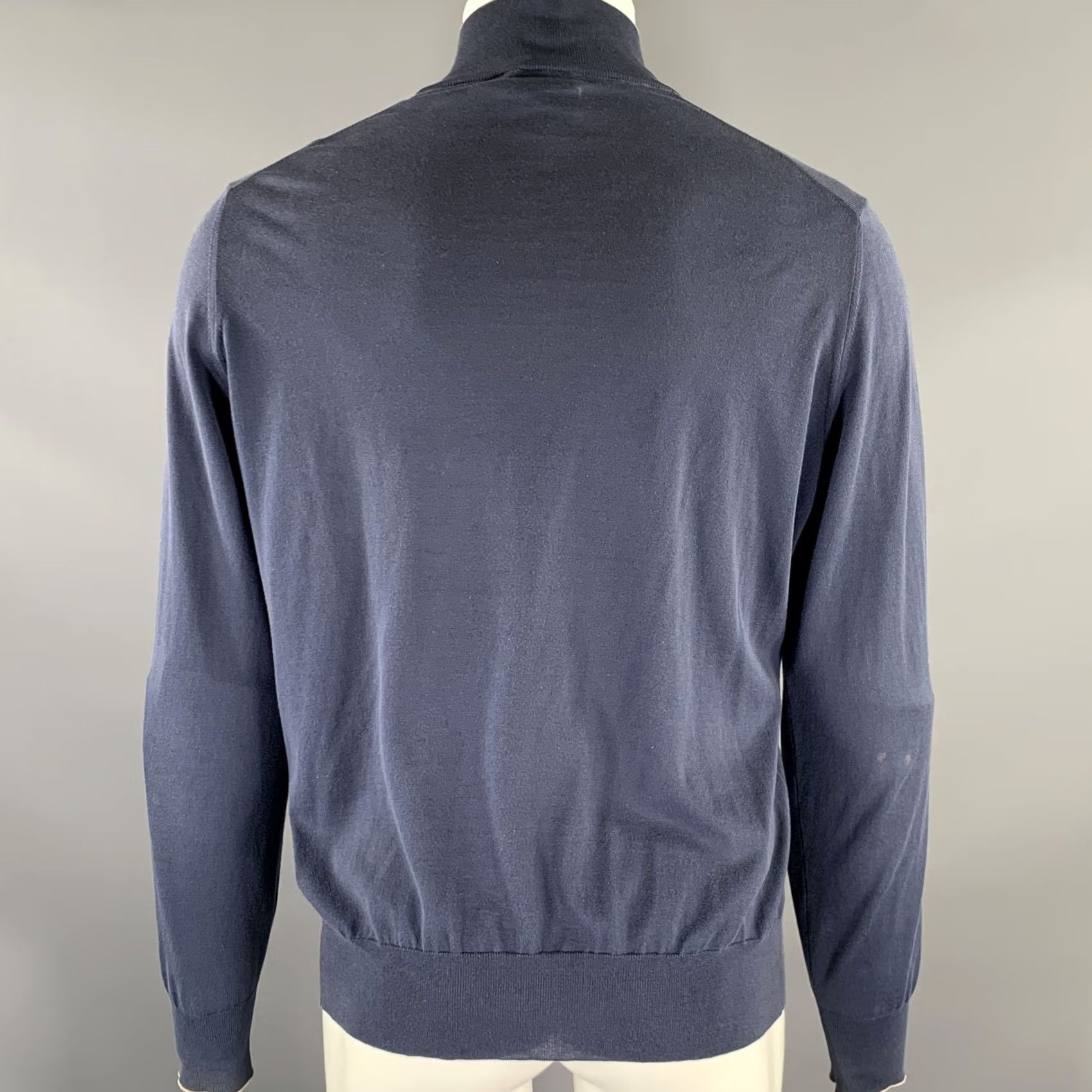 Brunello Cucinelli BRUNELLO CUCINELLI Navy Grey Cotton Zip Up Jacket M Men Size US M / EU 48-50 / 2 - 4 Thumbnail