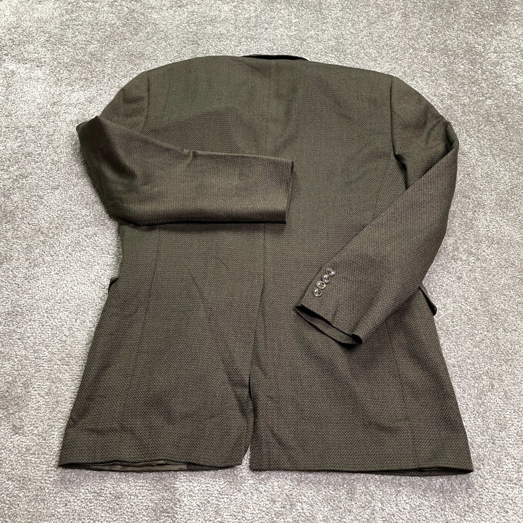 Vintage Hart Schaffner & Mark Gold Trumpeter Blazer Suit Men 40L Brown Check Business Size 40R - 2 Thumbnail