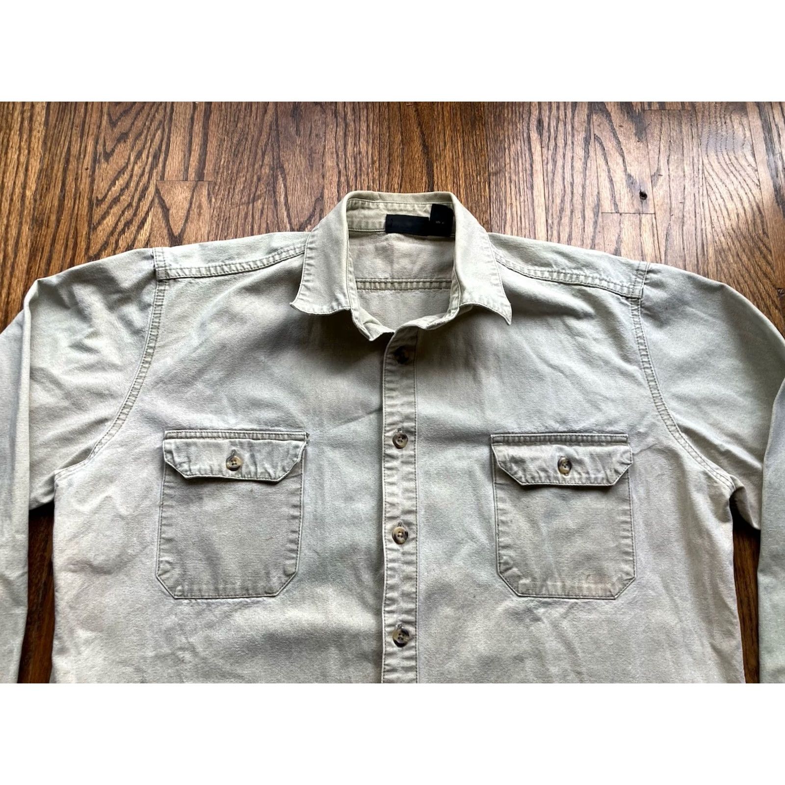 Patagonia VINTAGE Patagonia Canvas Work Shirt Mens LT Beige 90s Button-Up Long Sleeve Big & Tall Size US L / EU 52-54 / 3 - 4 Thumbnail