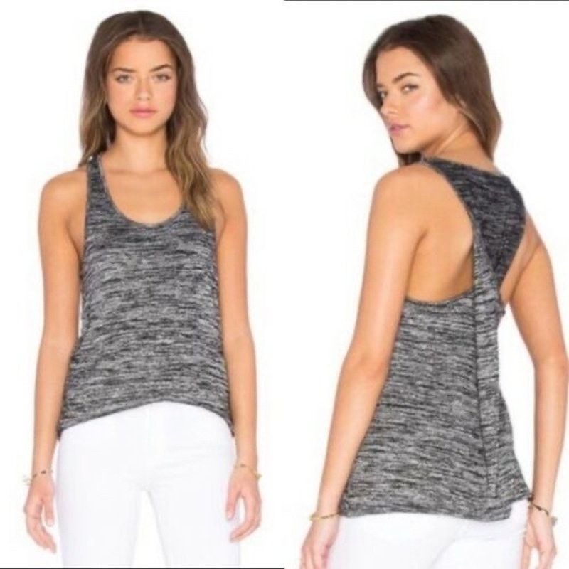 Rag & Bone Rag & Bone Jean Twist Back Gray & Black Heather Tank Top Size XS / US 0-2 / IT 36-38 - 2 Thumbnail