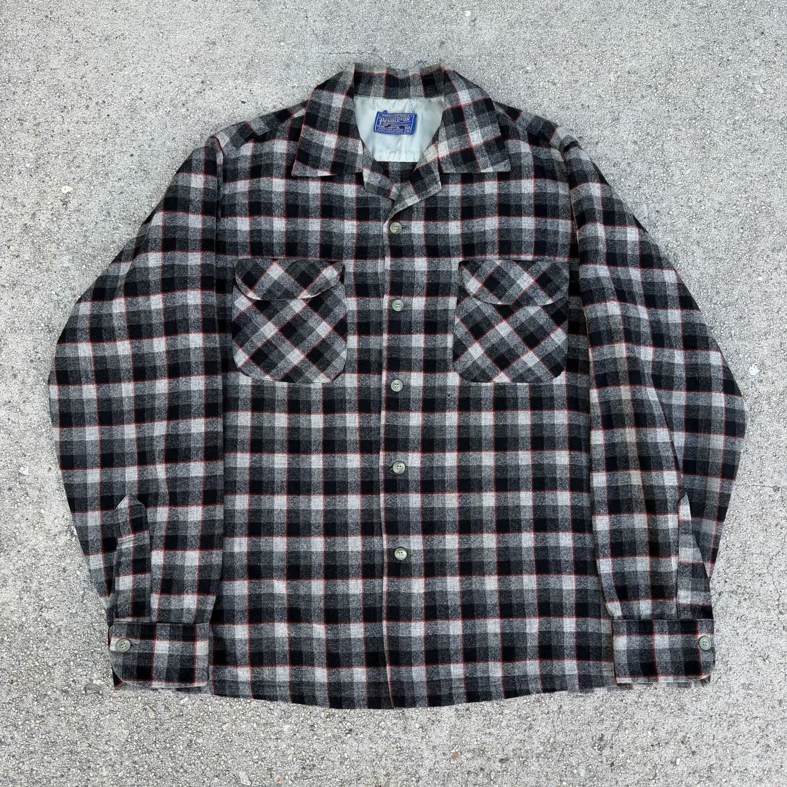 Pendleton × Vintage Vintage 60s Pendleton Plaid Wool Board Shirt Loop Collar Size US M / EU 48-50 / 2 - 2 Thumbnail