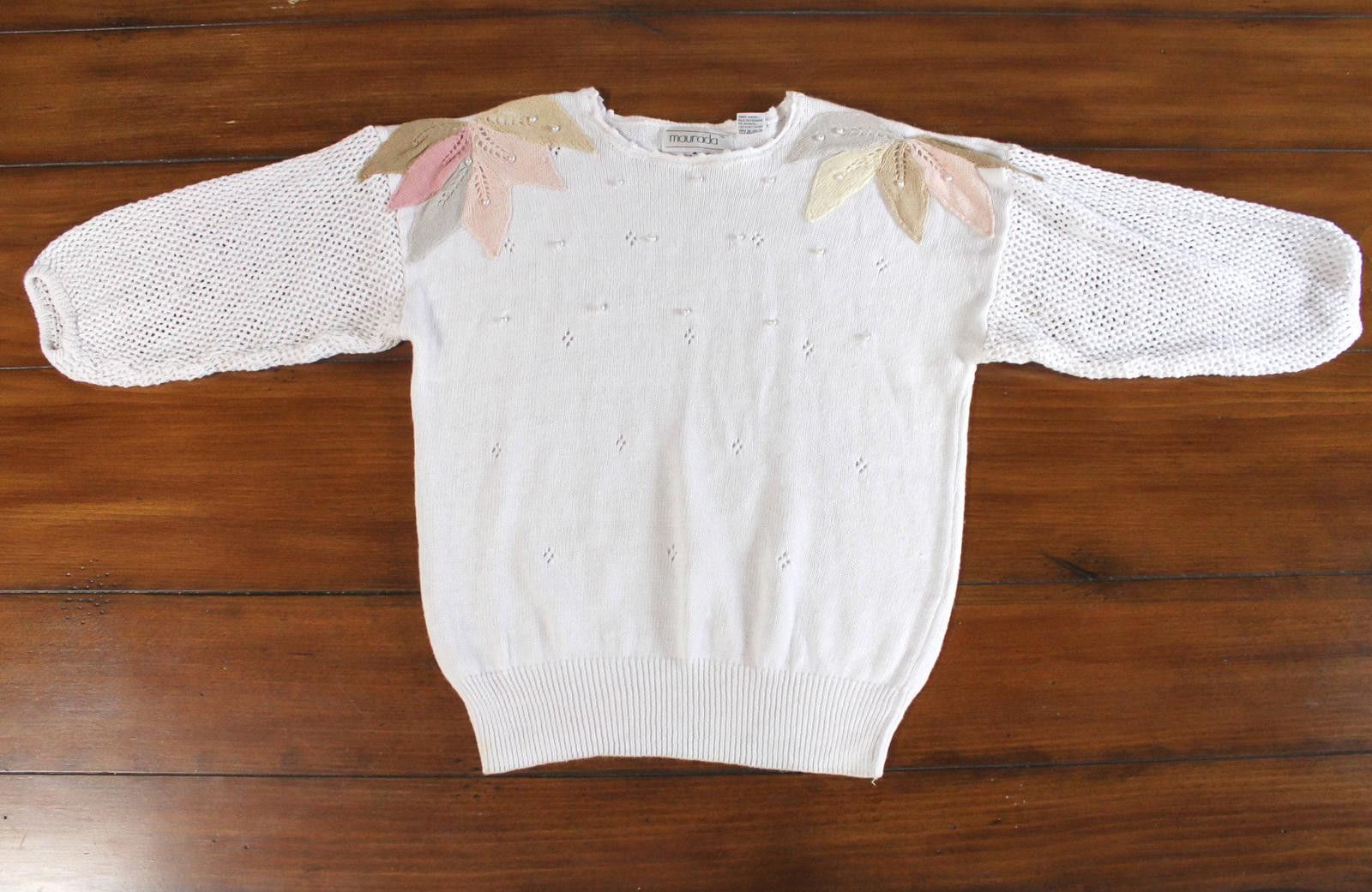 Designer 80s Dream Raglan Embroidered Knit Sweater Size M / US 6-8 / IT 42-44 - 1 Thumbnail
